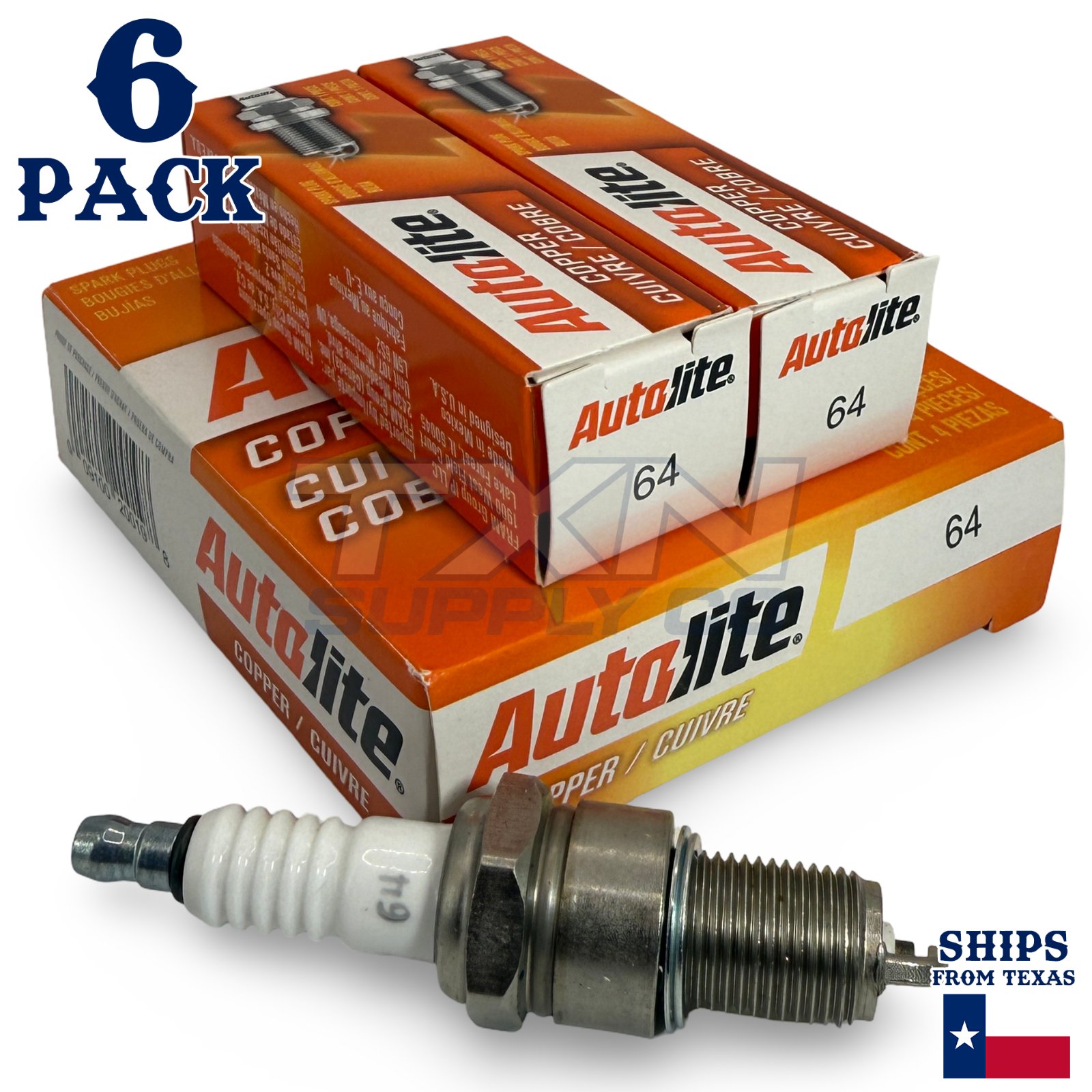 Autolite 64 Copper Core Spark Plugs - 6 Pack