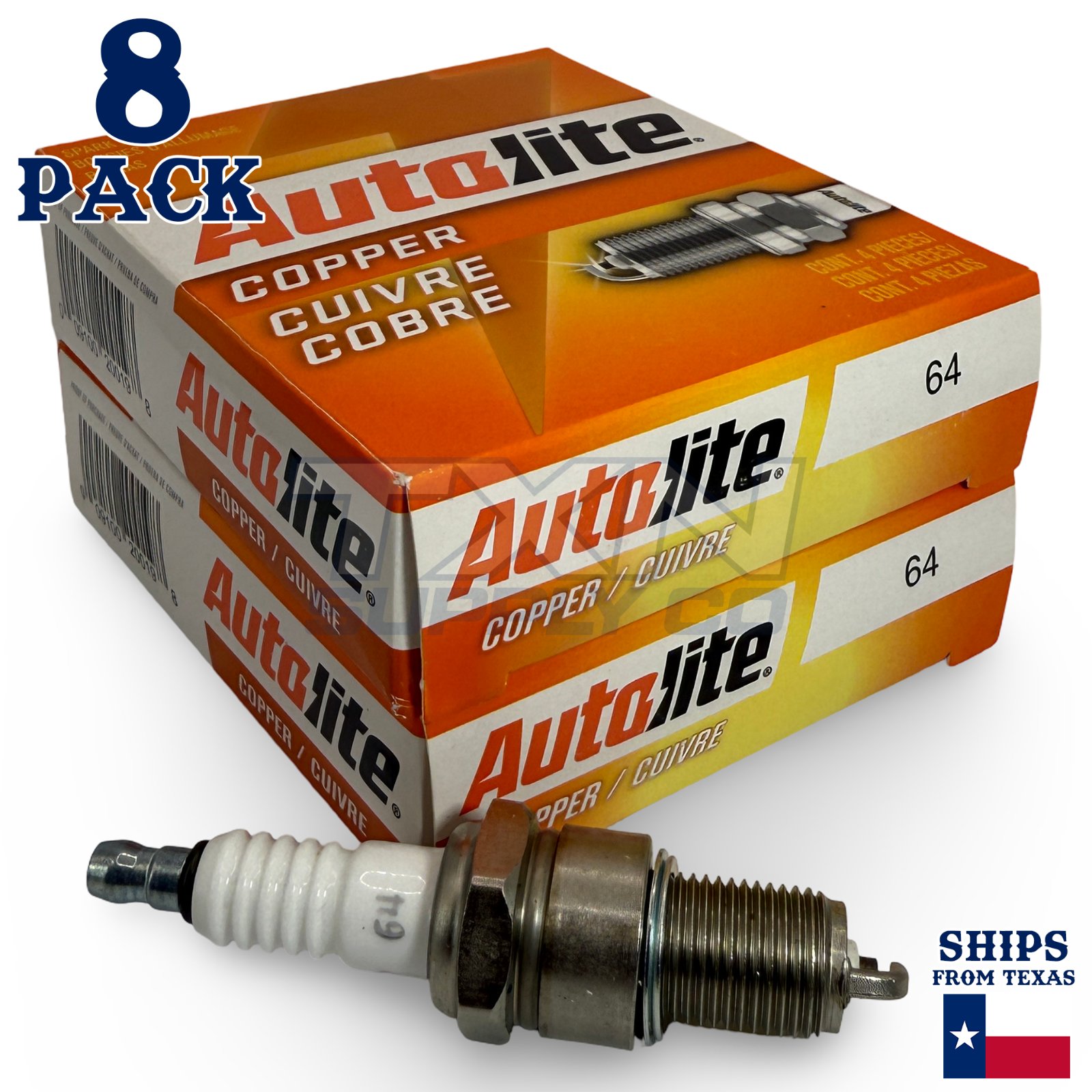 Autolite 64 Copper Core Spark Plugs - 8 Pack