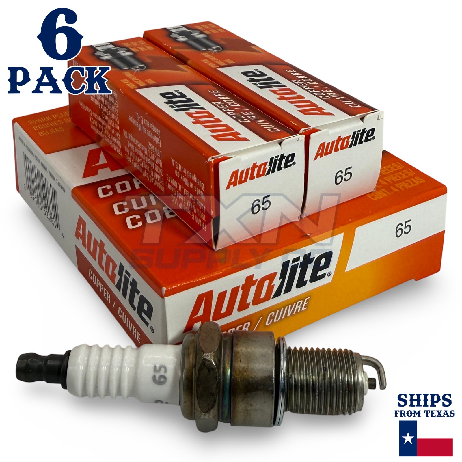Autolite 65 Copper Core Spark Plugs - 6 Pack