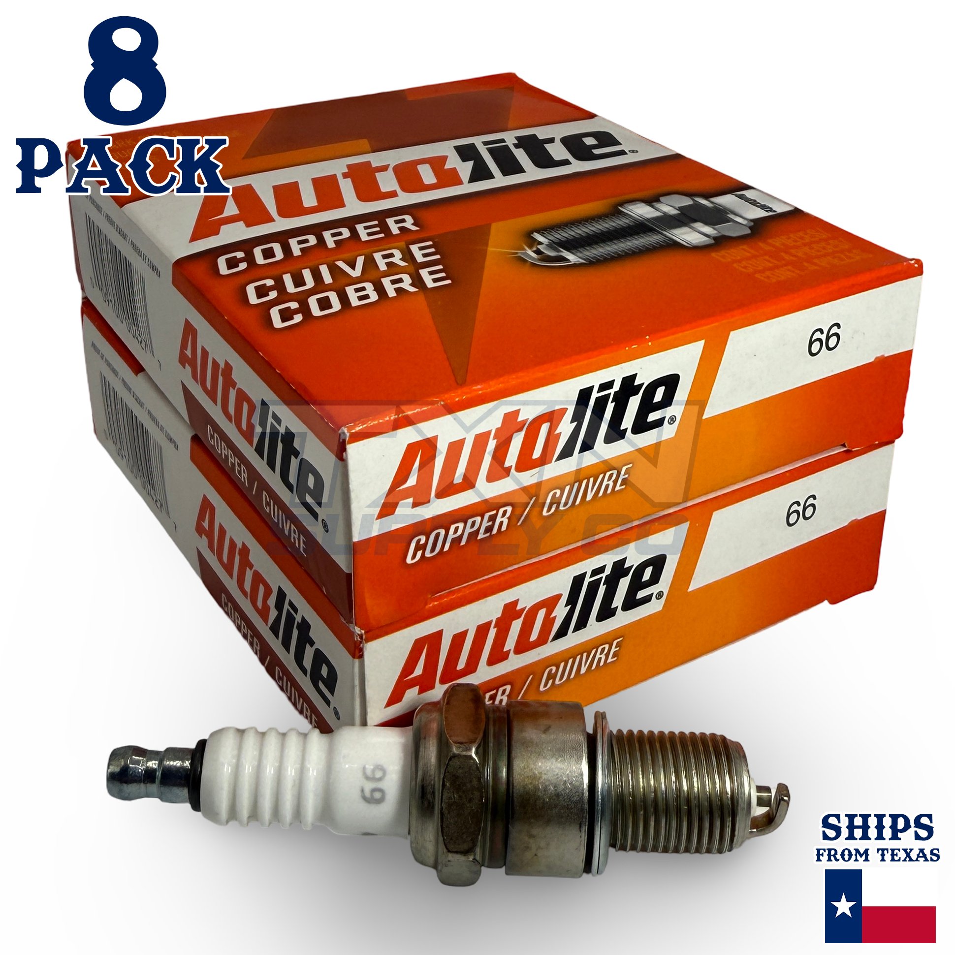8 Pack Autolite 66 Copper Core Spark Plugs