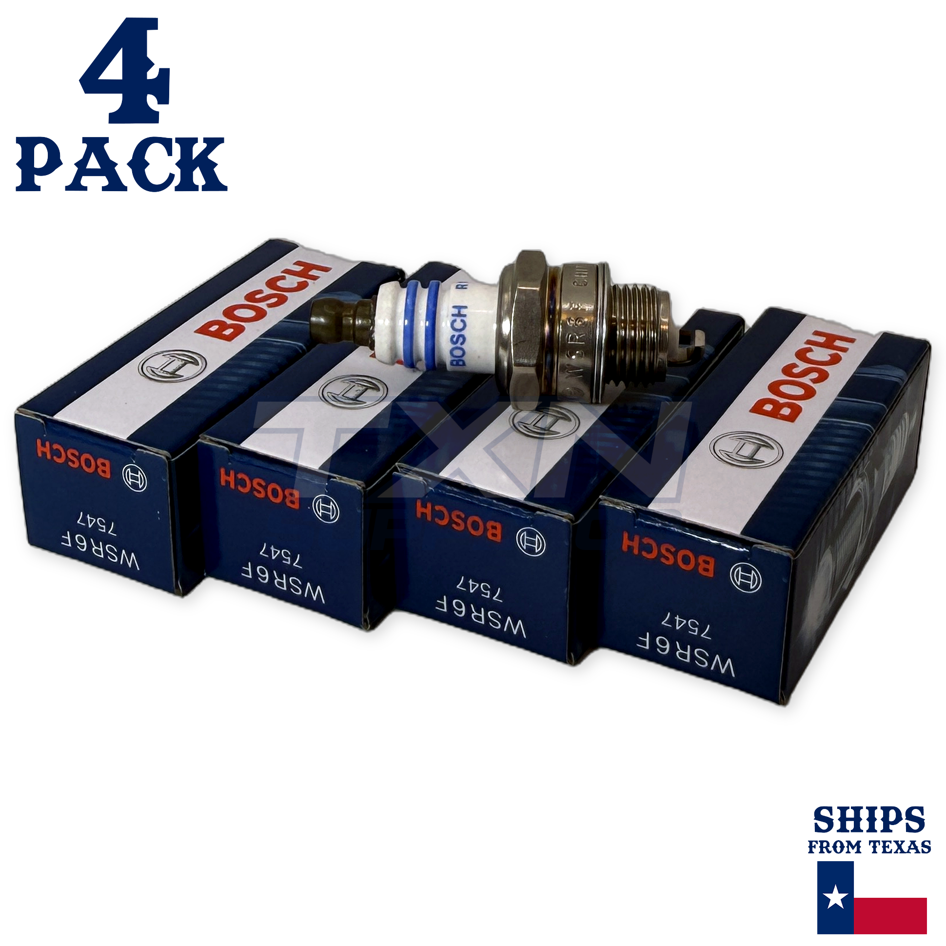 4 Pack Bosch 7547 WSR6F Copper with Nickel Spark Plugs - Image 1