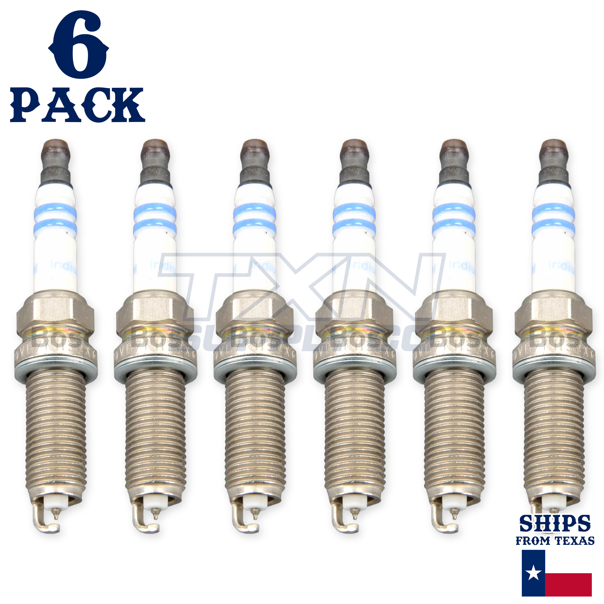 6 Pack Bosch 9621 VR7NII33X Double Iridium Spark Plugs - Image 1