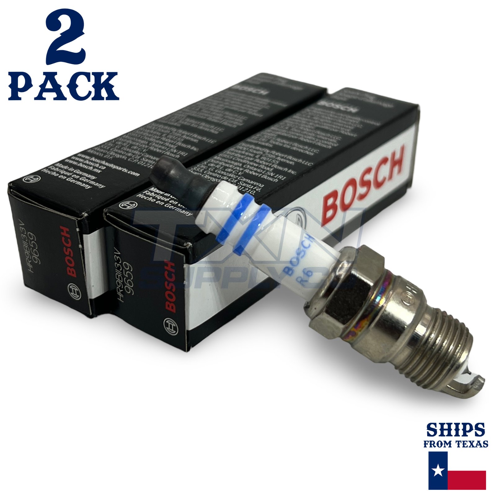 2 Pack Bosch 9659 Double Iridium Spark Plugs R6 - Image 1