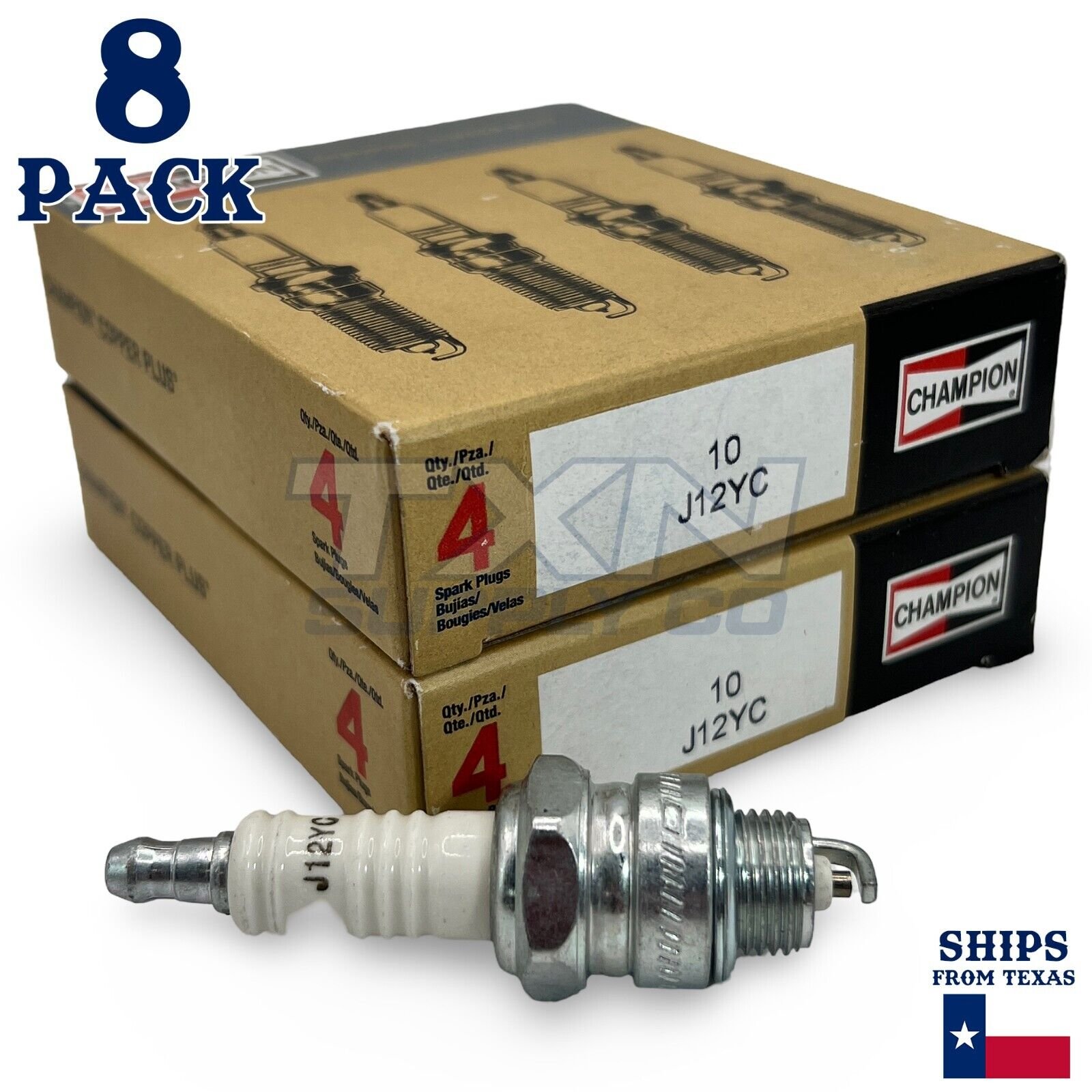 Champion 10 Copper Plus Spark Plug J12YC - 8 Pack - Image 1