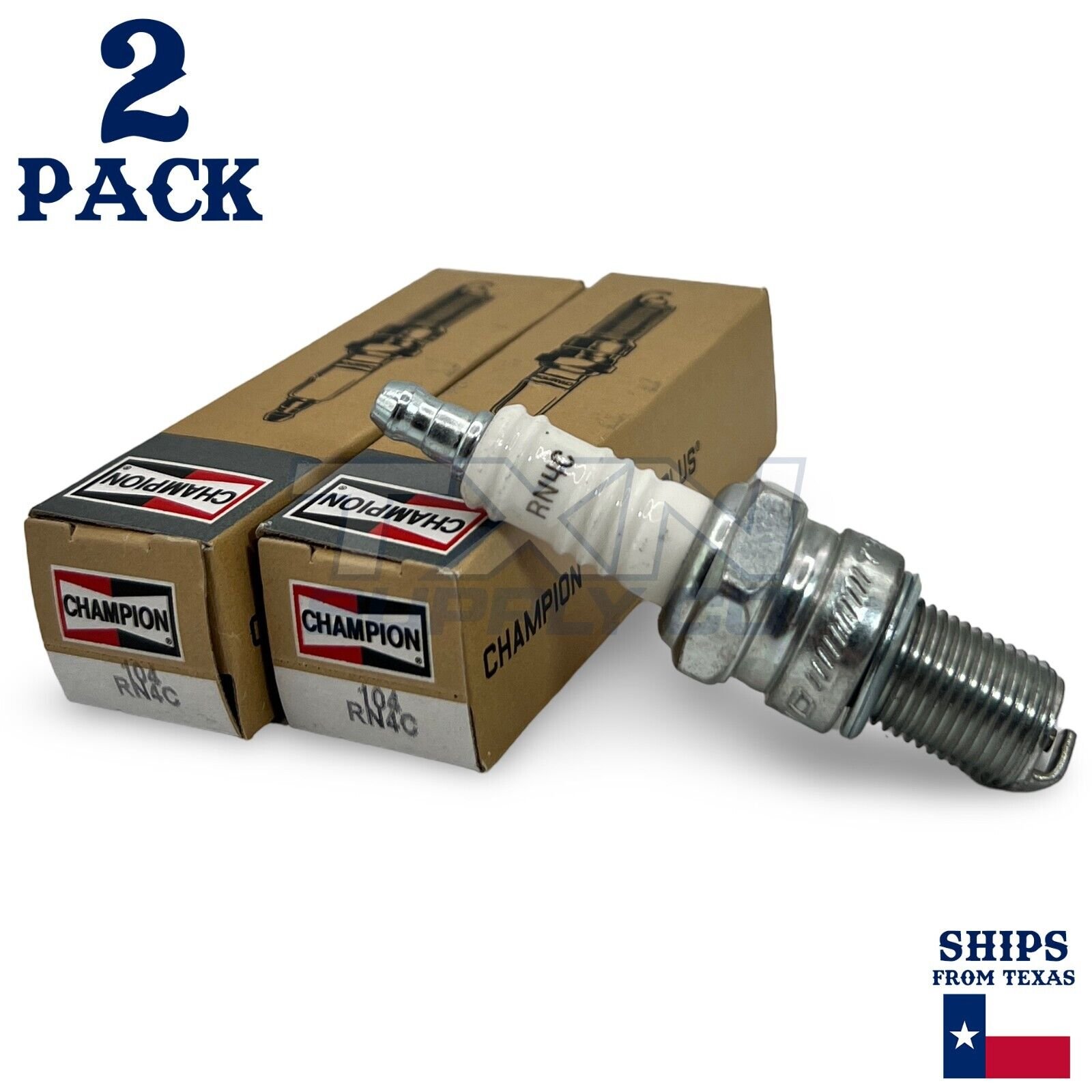 Champion 104 Copper Plus Spark Plug RN4C - 2 Pack - Image 1