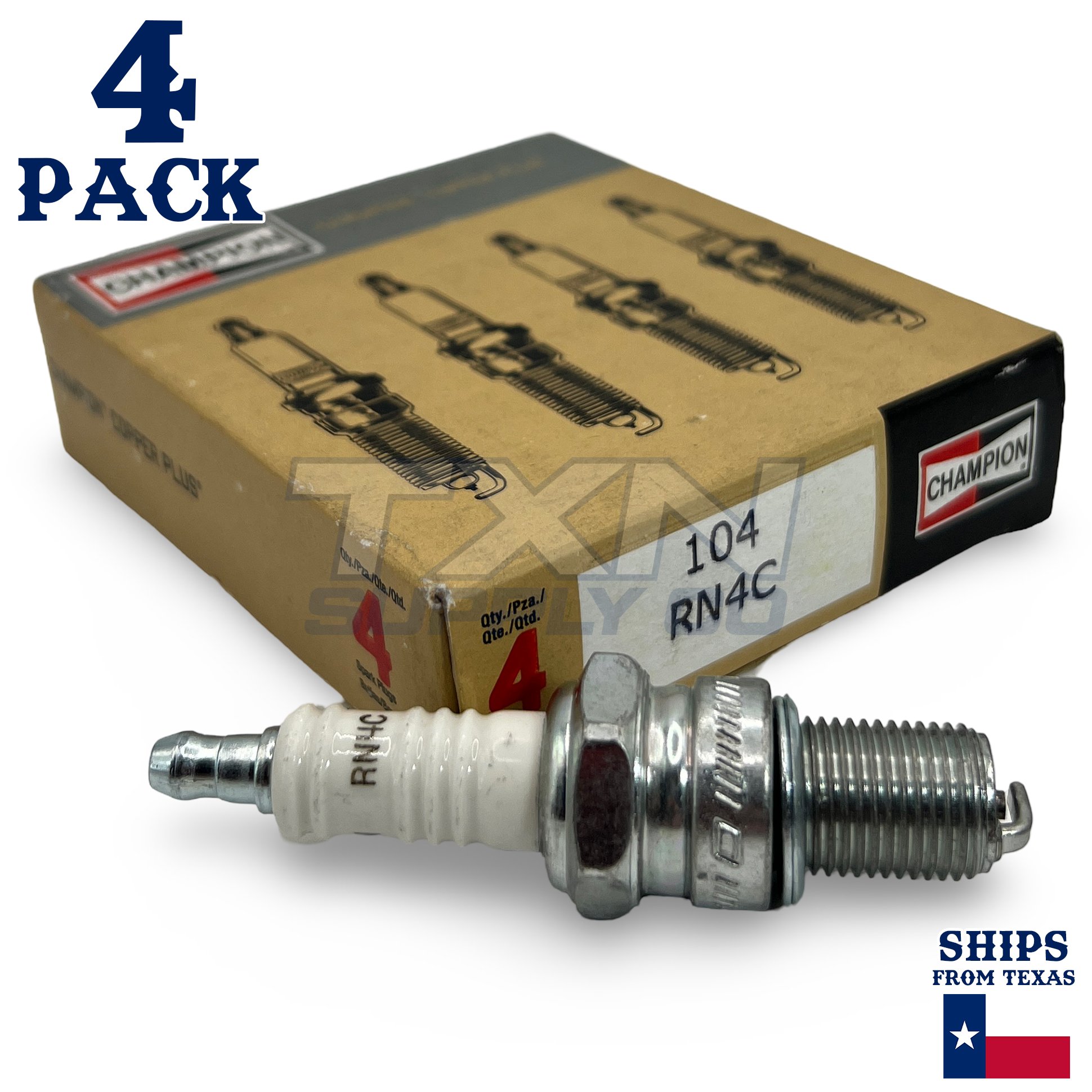 Champion 104 Copper Plus Spark Plug RN4C - 4 Pack - Image 1