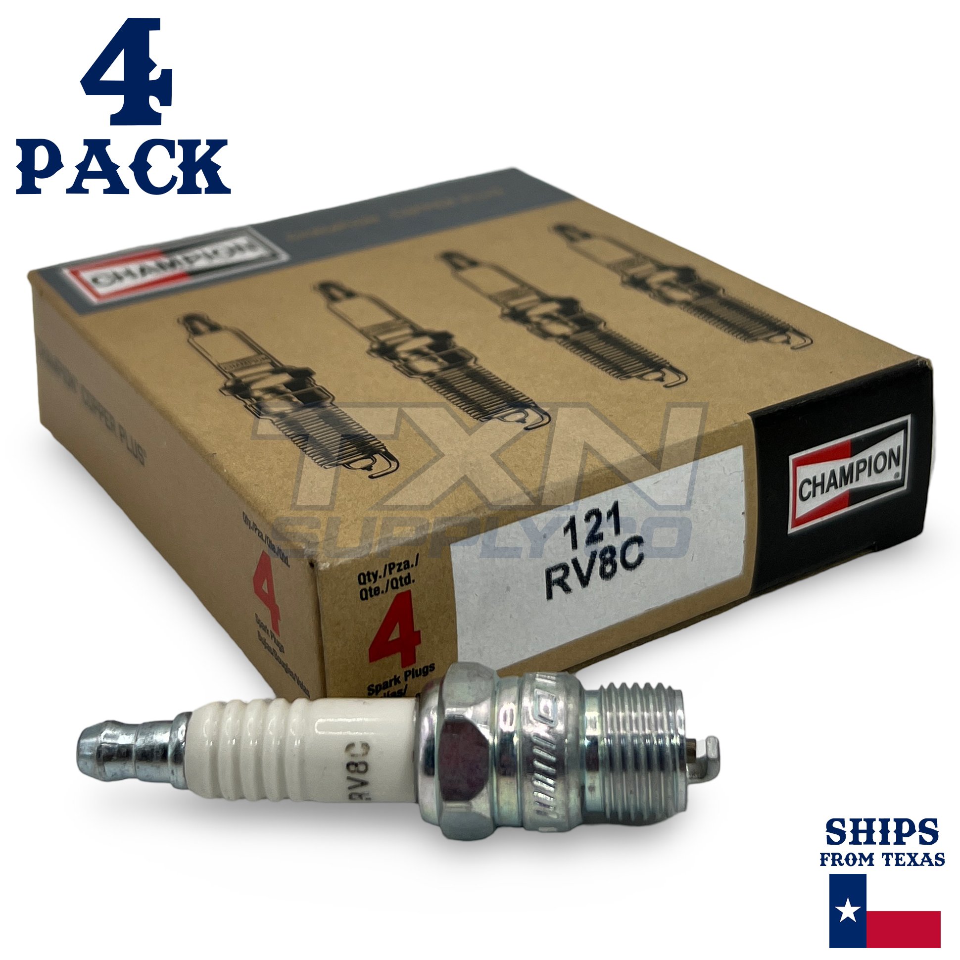 Champion 121 Copper Plus Spark Plug RV8C - 4 Pack - Image 1