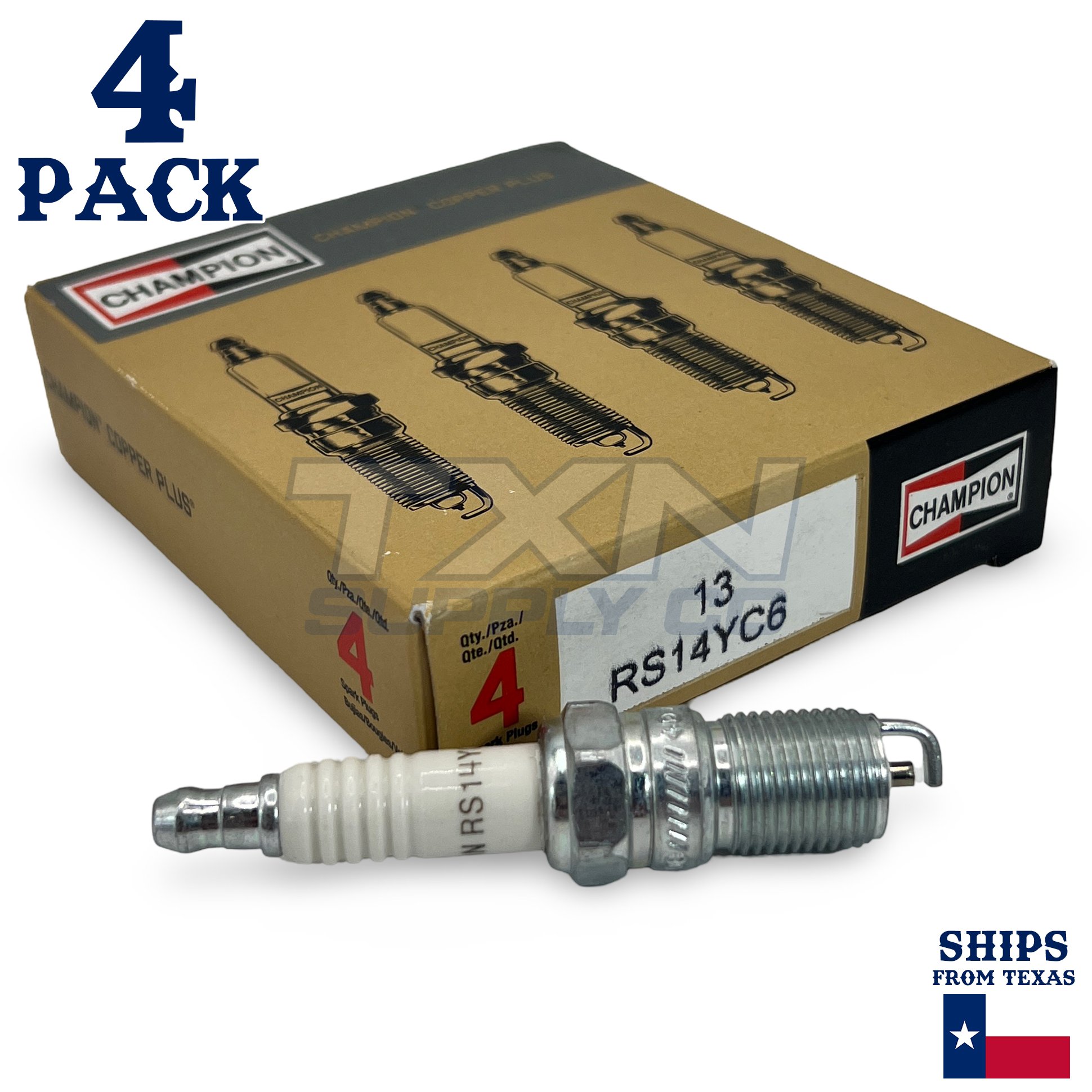 Champion 13 Copper Plus Spark Plug RS14YC6 - 4 Pack - Image 1
