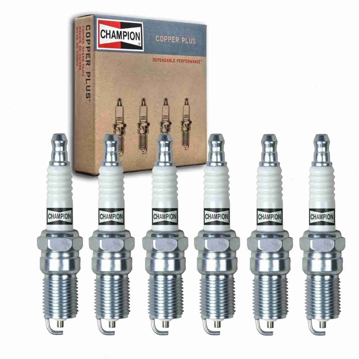 6 pc Champion 13 Copper Plus Spark Plugs for 41-600 41-601 41-606 7980 7982 82300320 AGSF42C6 AWRF32-5 HR8DCX HR9DCY HR9LCX R42CLTS6 R42LTS6 R43NTS6 R44LTS6 R44LTS6K R45LTS6 R45LTS6K RS14YC6 - Image 1