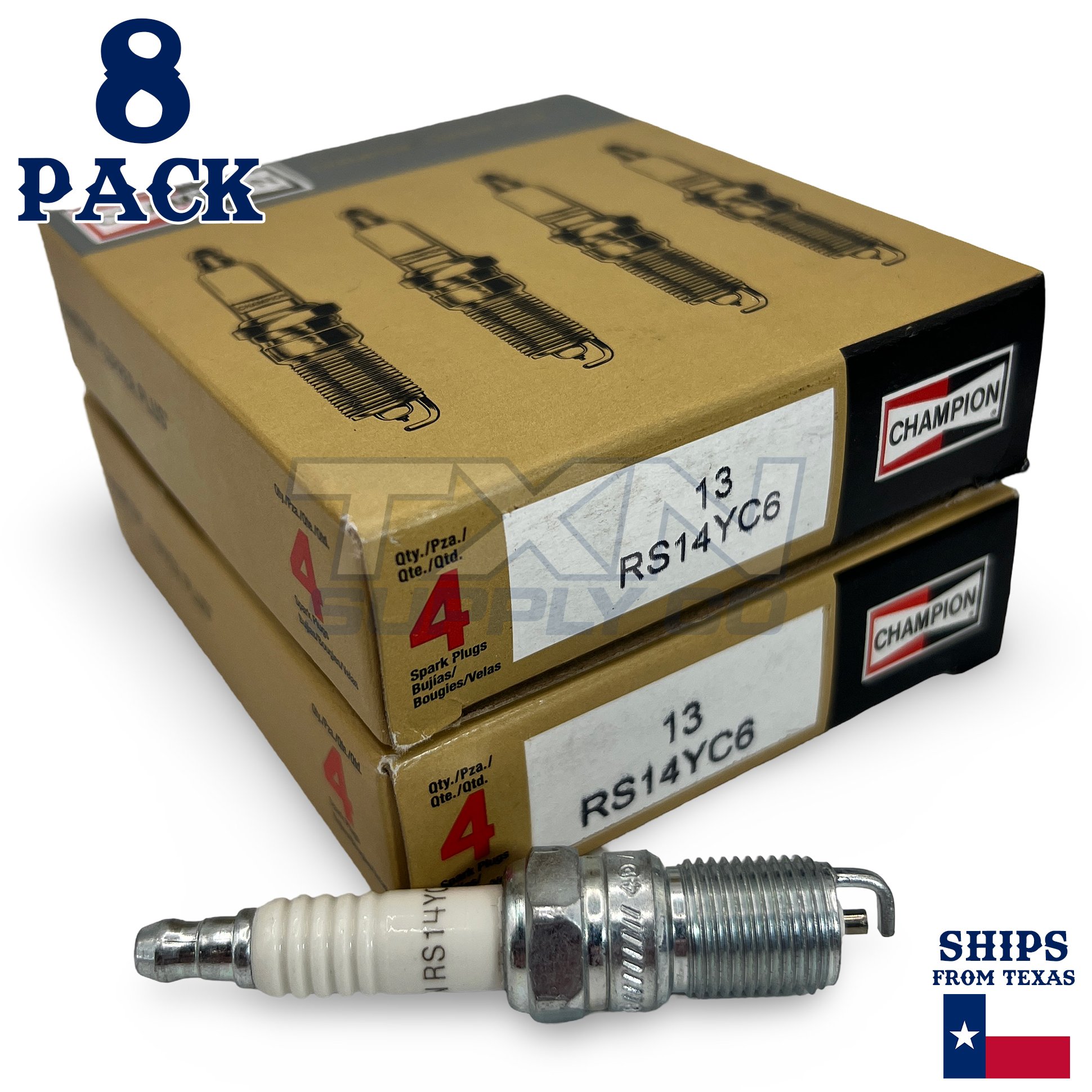 Champion 13 Copper Plus Spark Plug RS14YC6 - 8 Pack - Image 1