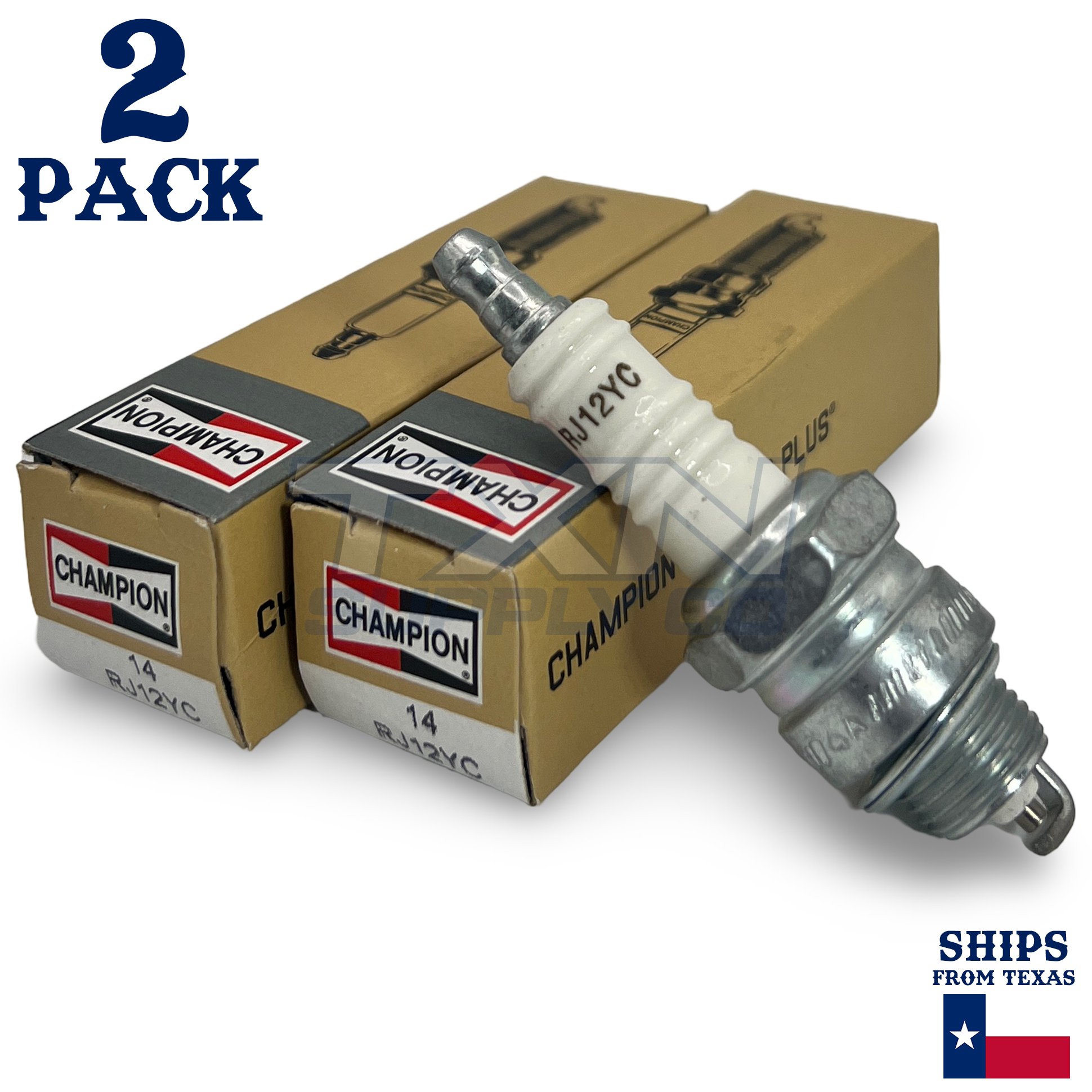 Champion 14 Copper Plus Spark Plug RJ12YC - 2 Pack - Image 1
