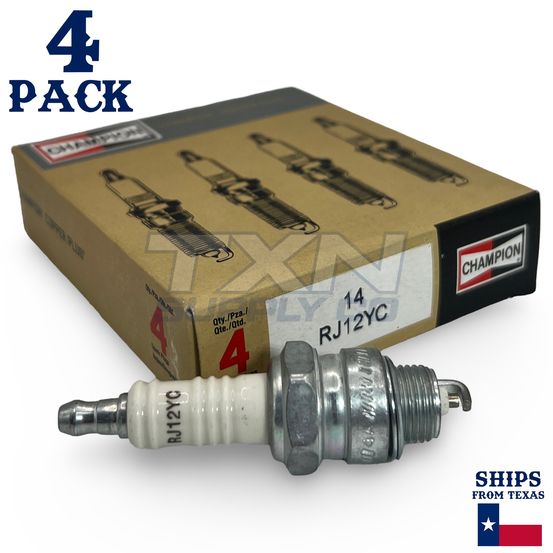 Champion 14 Copper Plus Spark Plug RJ12YC - 4 Pack - Image 1