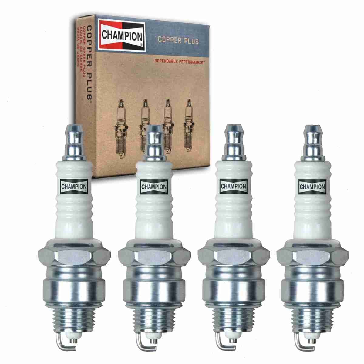 4 pc Champion 14 Copper Plus Spark Plugs for 14R32 14R42 4091933 4339425 AR32 AR42 AS42C BPR6S CR43S R42S R43CS R43S R44S RJ12YC W20PRU WR7F Ignition Wire Secondary - Image 1