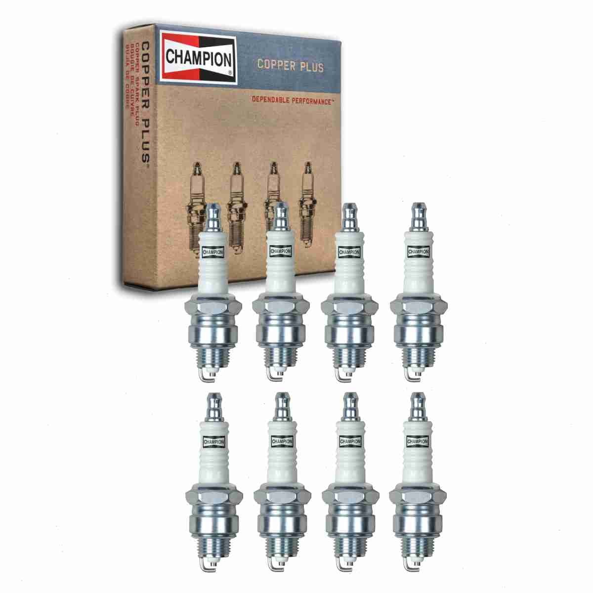 8 pc Champion 14 Copper Plus Spark Plugs for 14R32 14R42 4091933 4339425 AR32 AR42 AS42C BPR6S CR43S R42S R43CS R43S R44S RJ12YC W20PRU WR7F Ignition Wire Secondary - Image 1