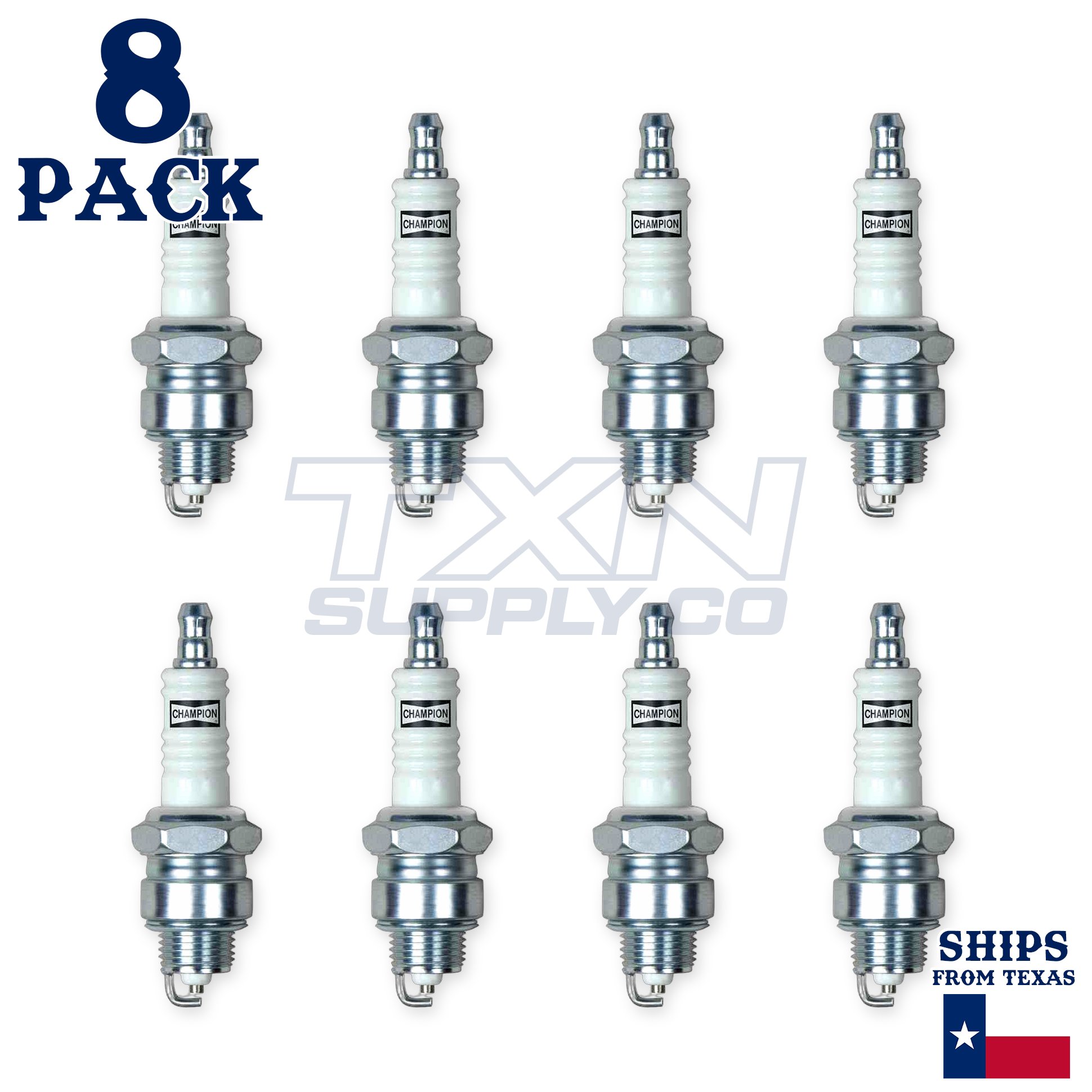 8 pc Champion 14 Copper Plus Spark Plugs for 14R32 14R42 4091933 4339425 AR32 AR42 AS42C BPR6S CR43S R42S R43CS R43S R44S RJ12YC W20PRU WR7F Ignition Wire Secondary - Image 2
