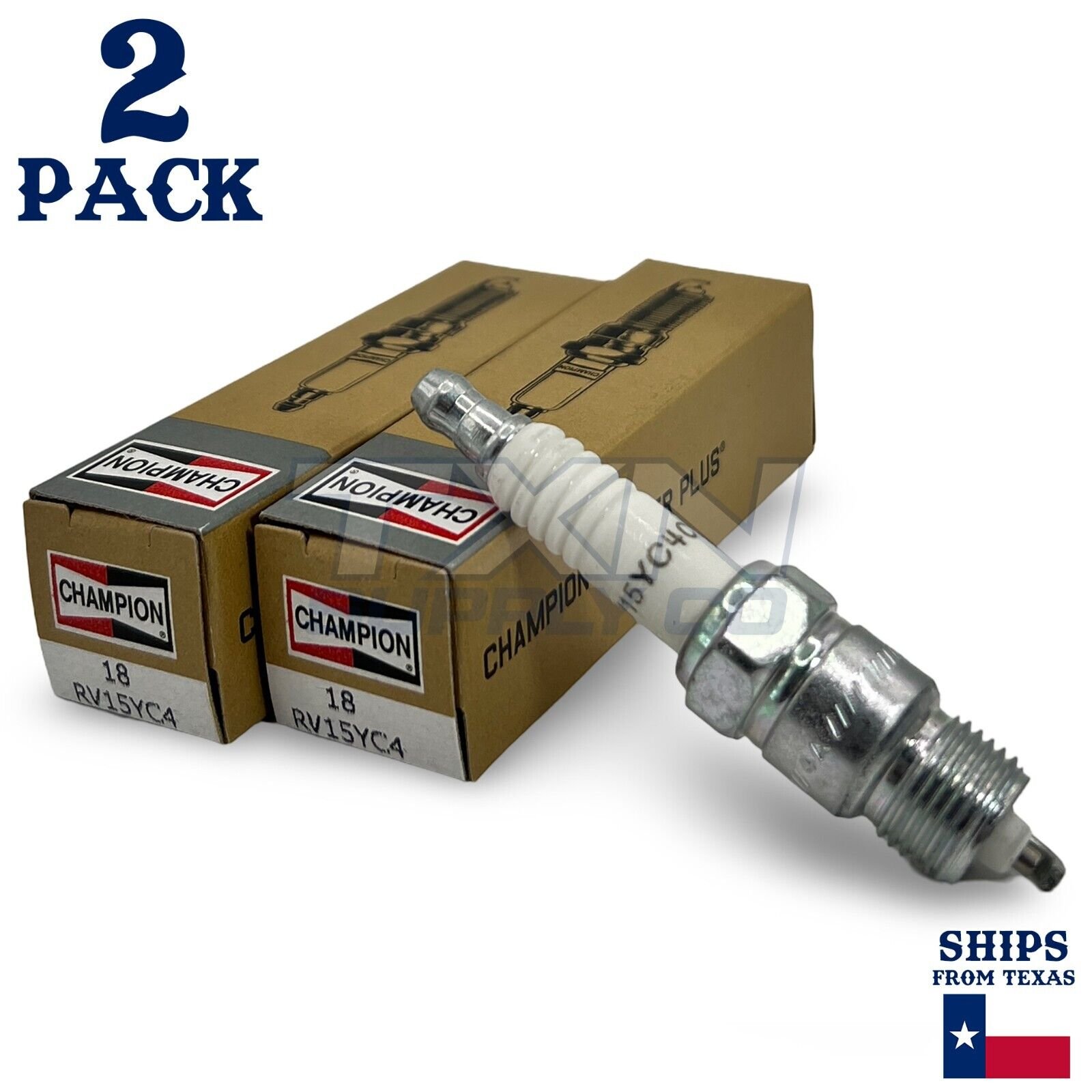 Champion 18 Copper Plus Spark Plug RV15YC4 - 2 Pack - Image 1