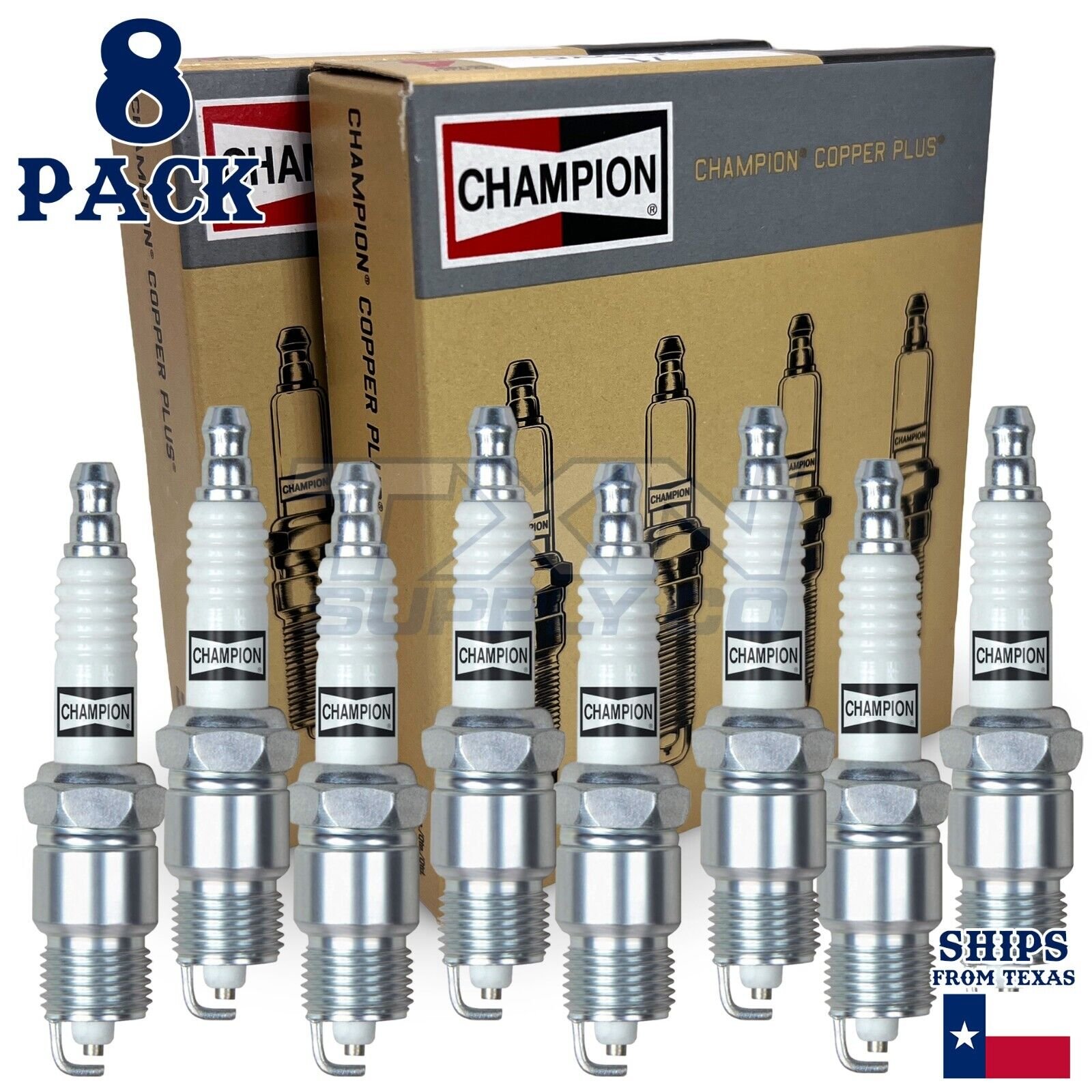 8 Pack Spark Plugs Champion Copper Set 1990-1996 GMC C6000 Topkick V8-6.0L - Image 1