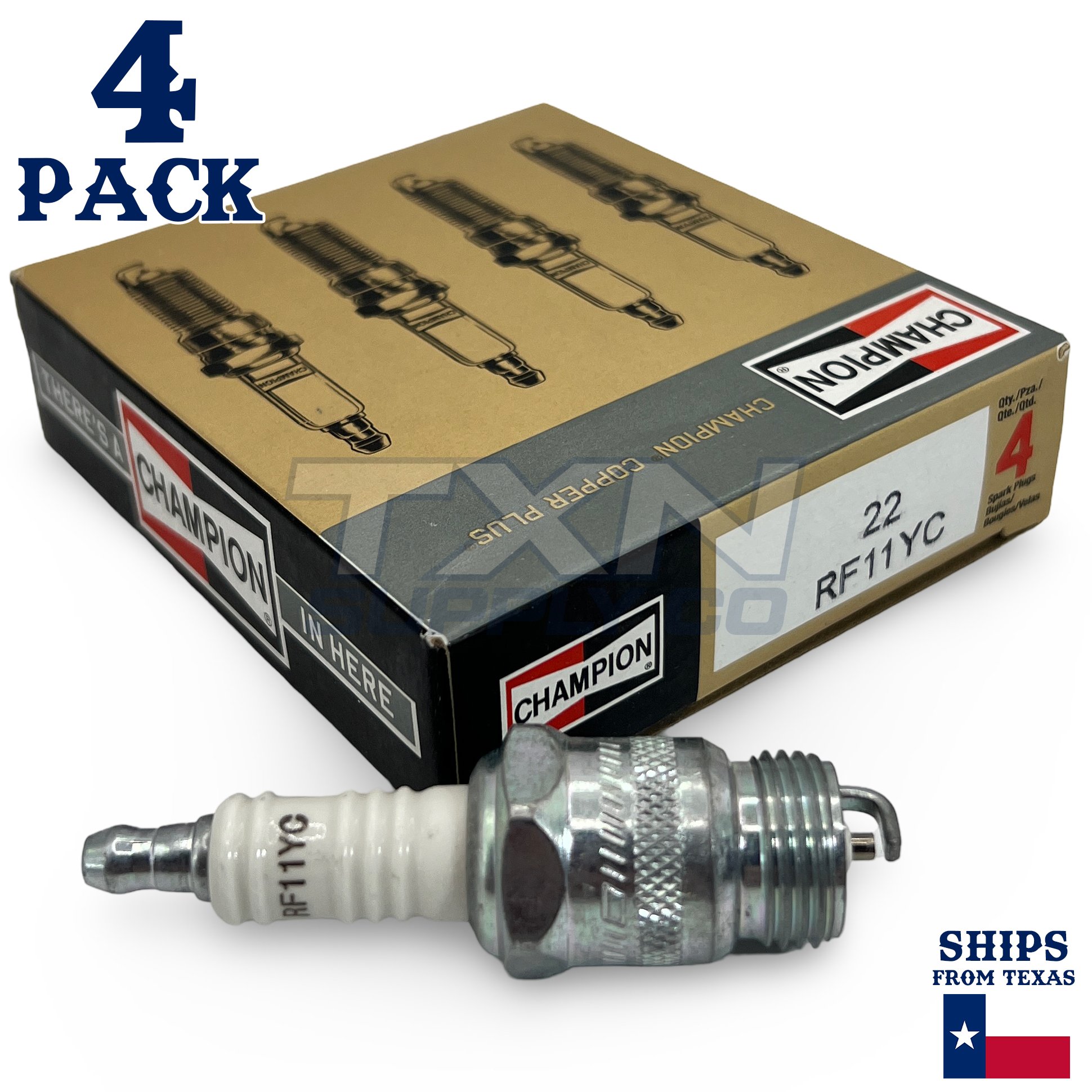 Champion 22 Copper Plus Spark Plugs RF11YC - 4 Pack - Image 1