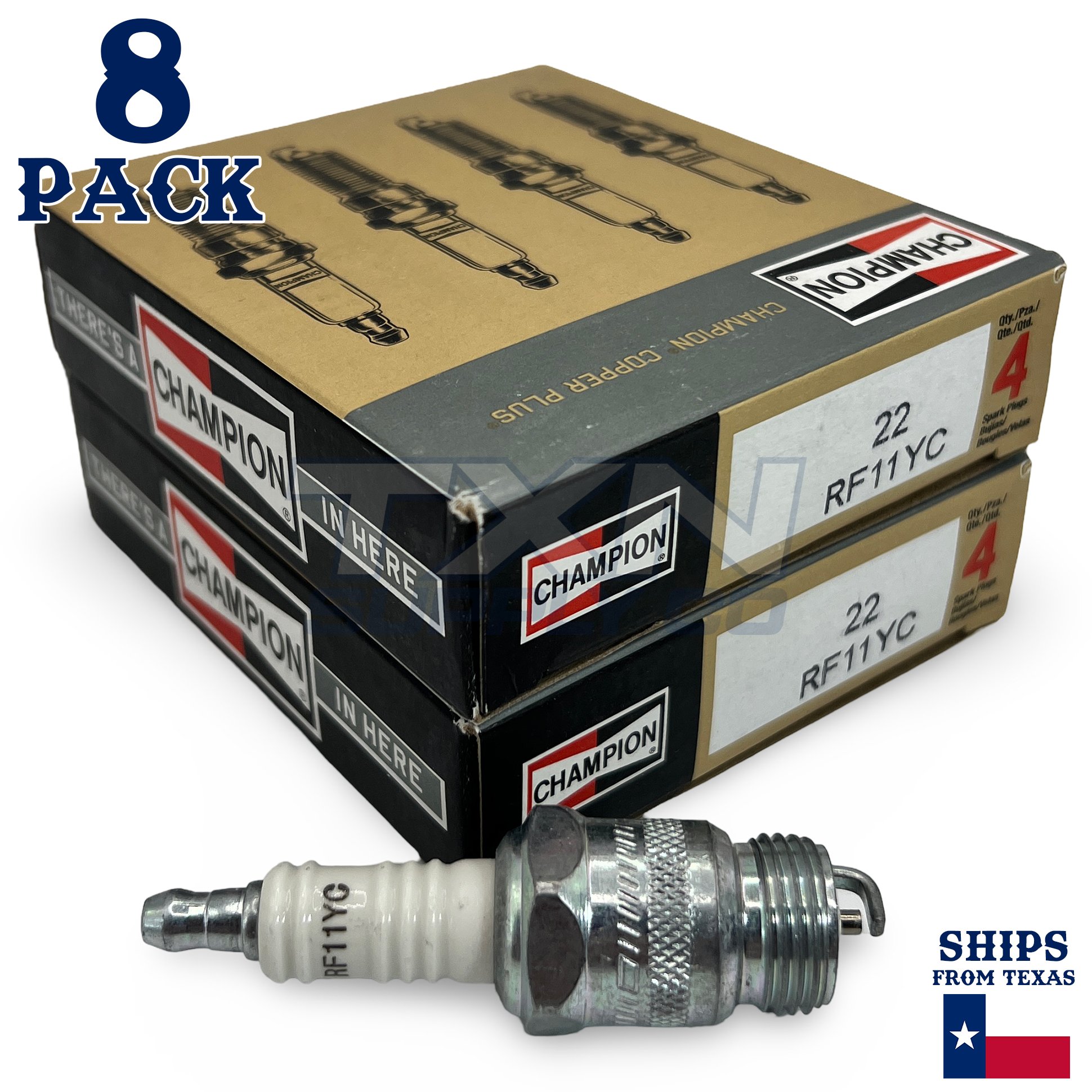 Champion 22 Copper Plus Spark Plugs RF11YC - 8 Pack - Image 1