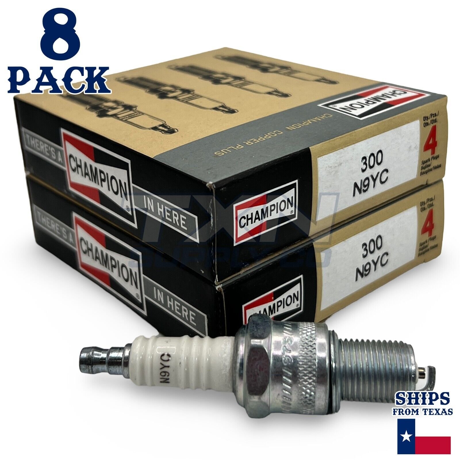 Champion 300 Copper Spark Plug N9YC - 8 Pack - Image 1