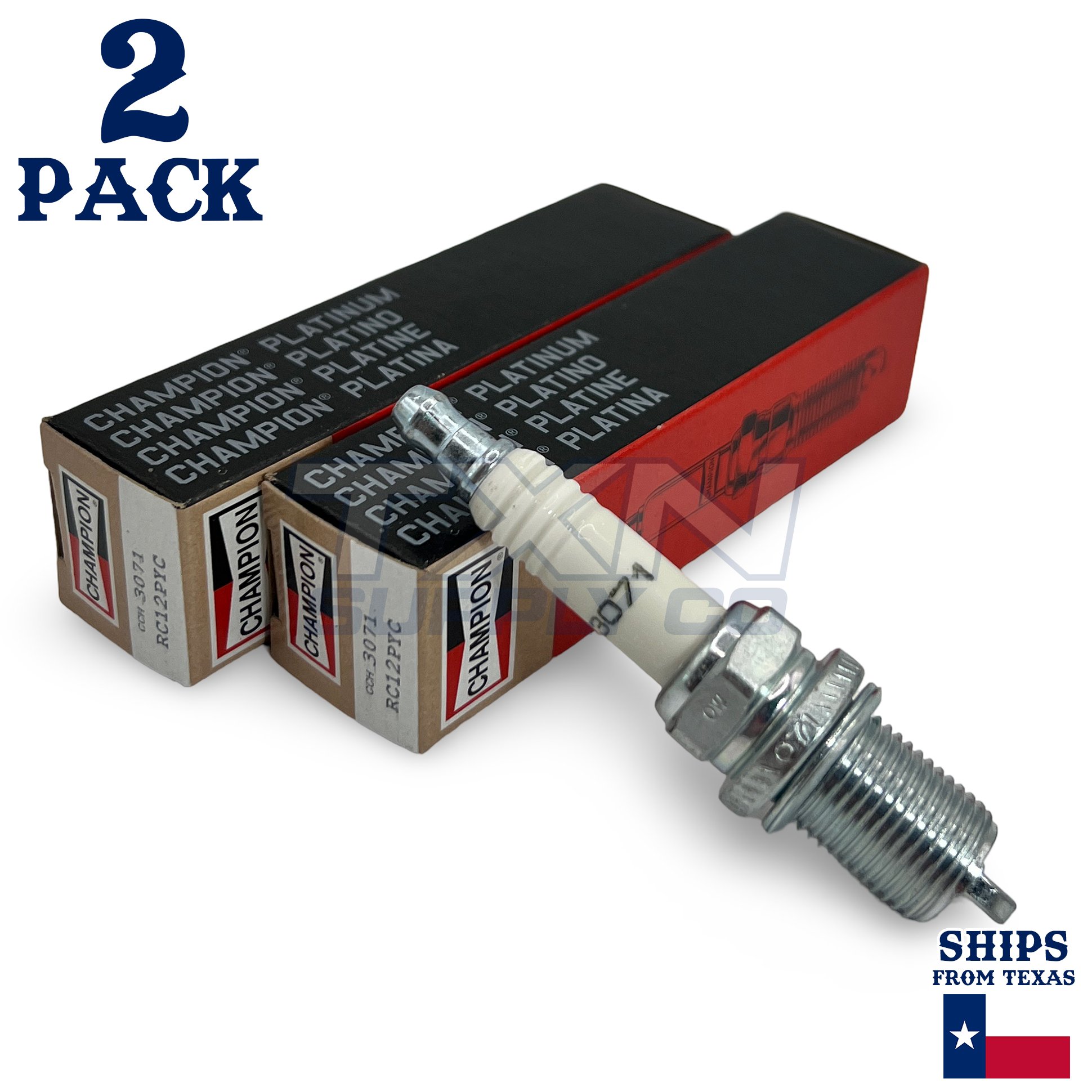 Champion 3071 Platinum Spark Plug RC12PYC - 2 Pack - For Kohler 25 132 12-A, 2513212A, 25 132 12-S - Image 1