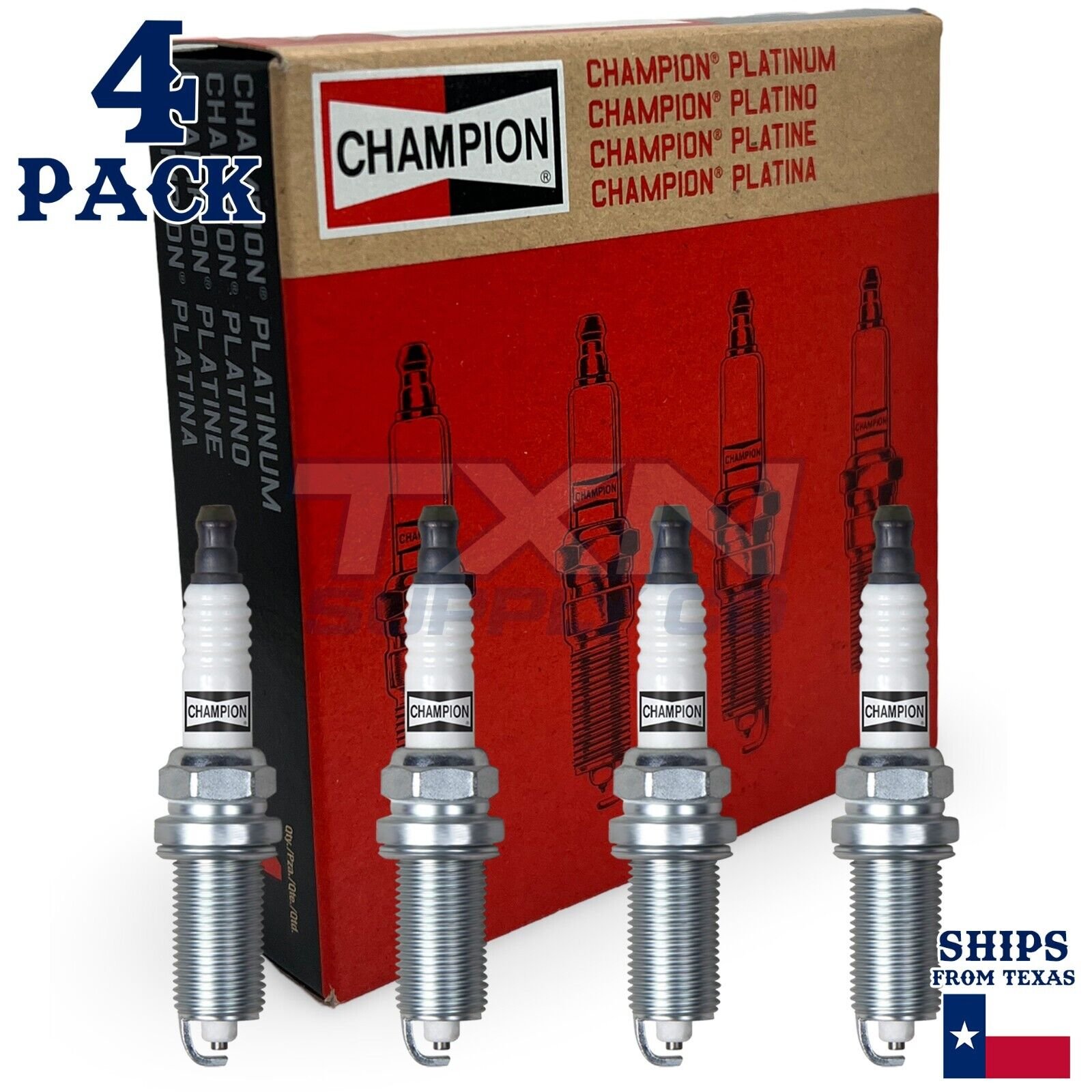 4 Pack Champion Platinum Spark Plugs for 2004-2007 Chevrolet Optra 2.0L L4 - Image 1