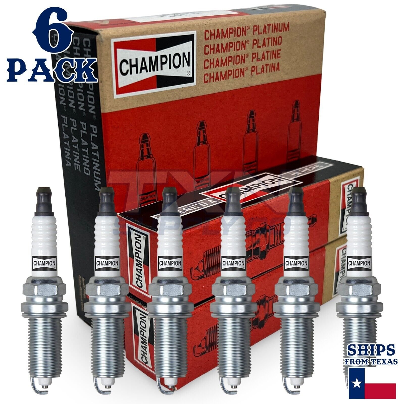 6 Pack Champion Platinum Spark Plugs for 2000-2002 Honda Passport 3.2L V6 - Image 1
