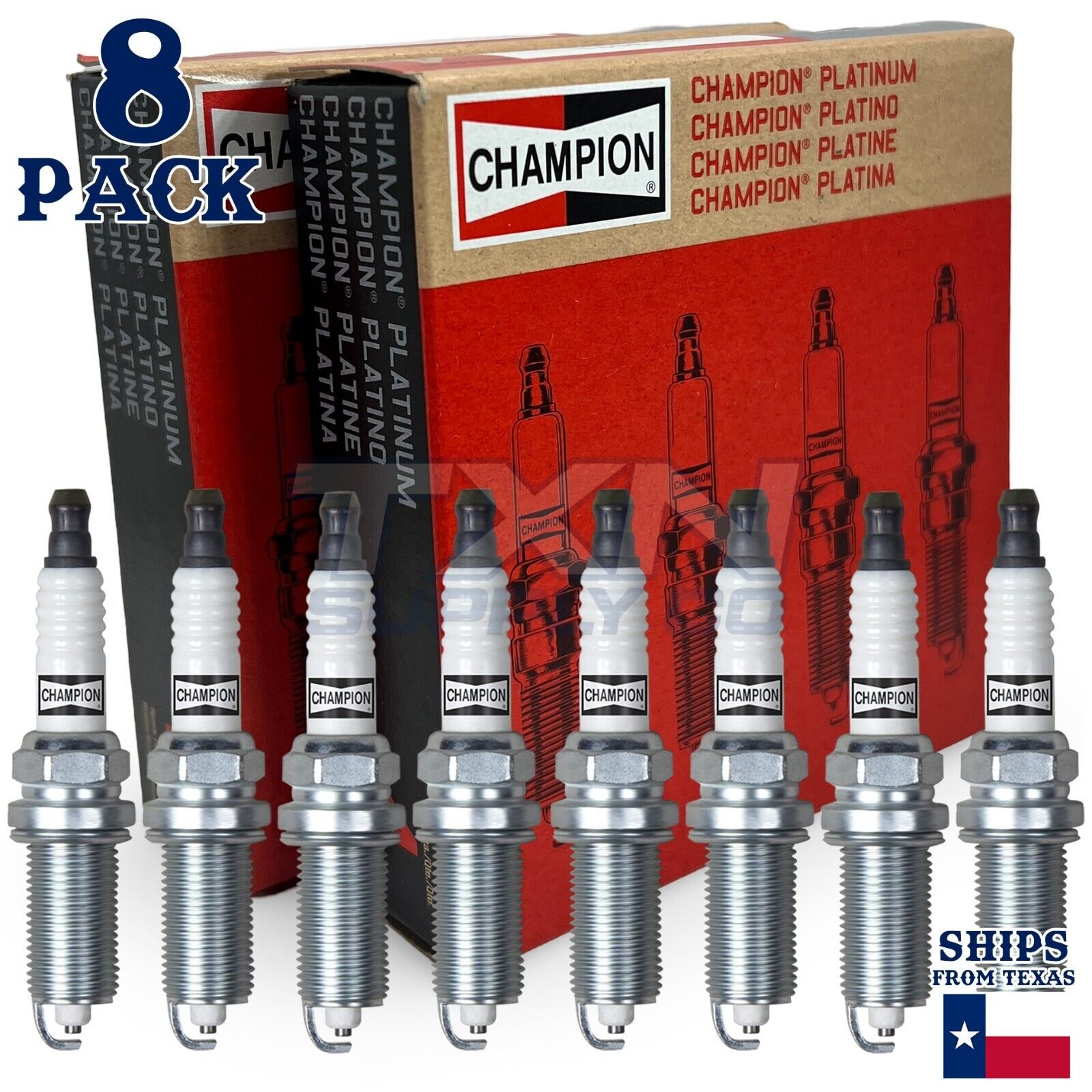 8 Pack Champion Platinum Spark Plugs for 1994-1997 Mercedes-Benz E420 4.2L V8 - Image 1