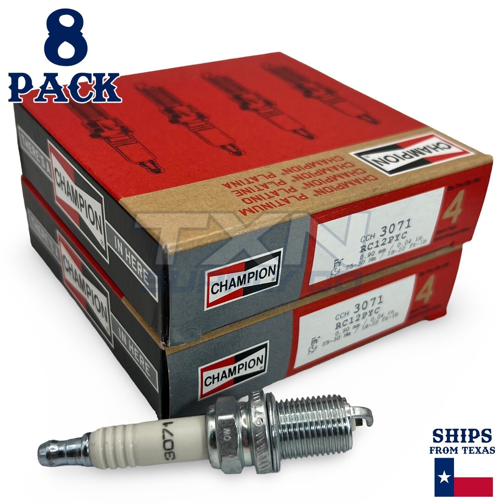Champion 3071 Platinum Spark Plug RC12PYC - 8 Pack - Image 1