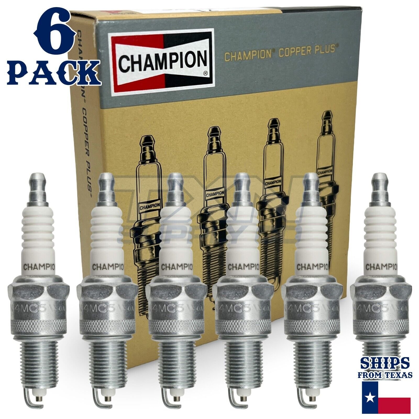 6 Pack Spark Plugs Champion Copper Set 1991-1993 CHRYSLER IMPERIAL V6-3.8L - Image 1