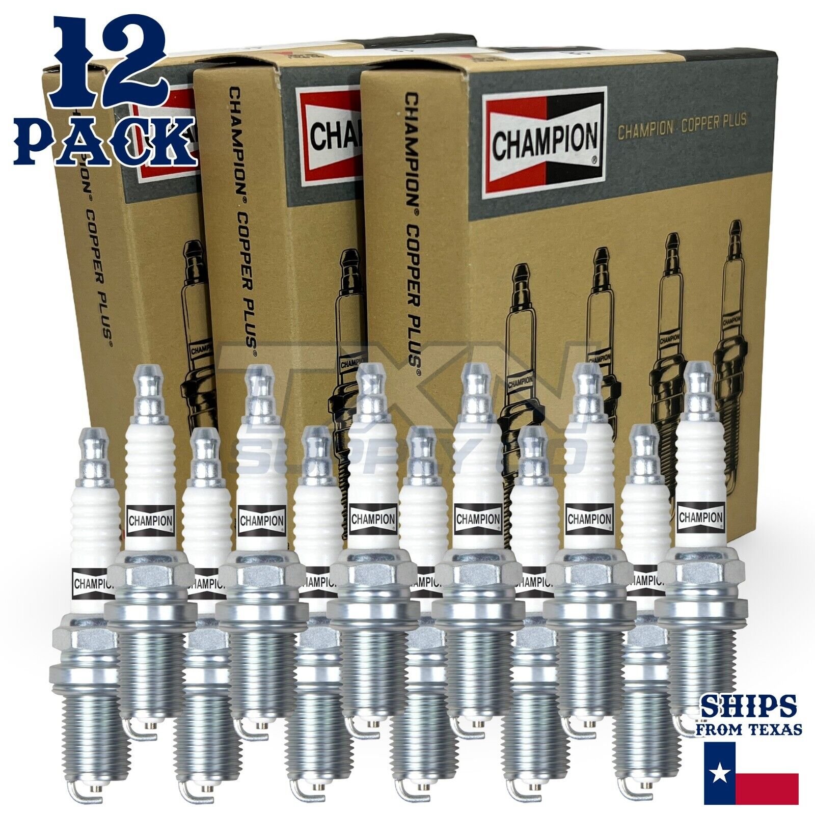 12 Pack Champion Copper Plus Spark Plugs for 1994-1995 BMW 850CSi 5.6L V12 - Image 1