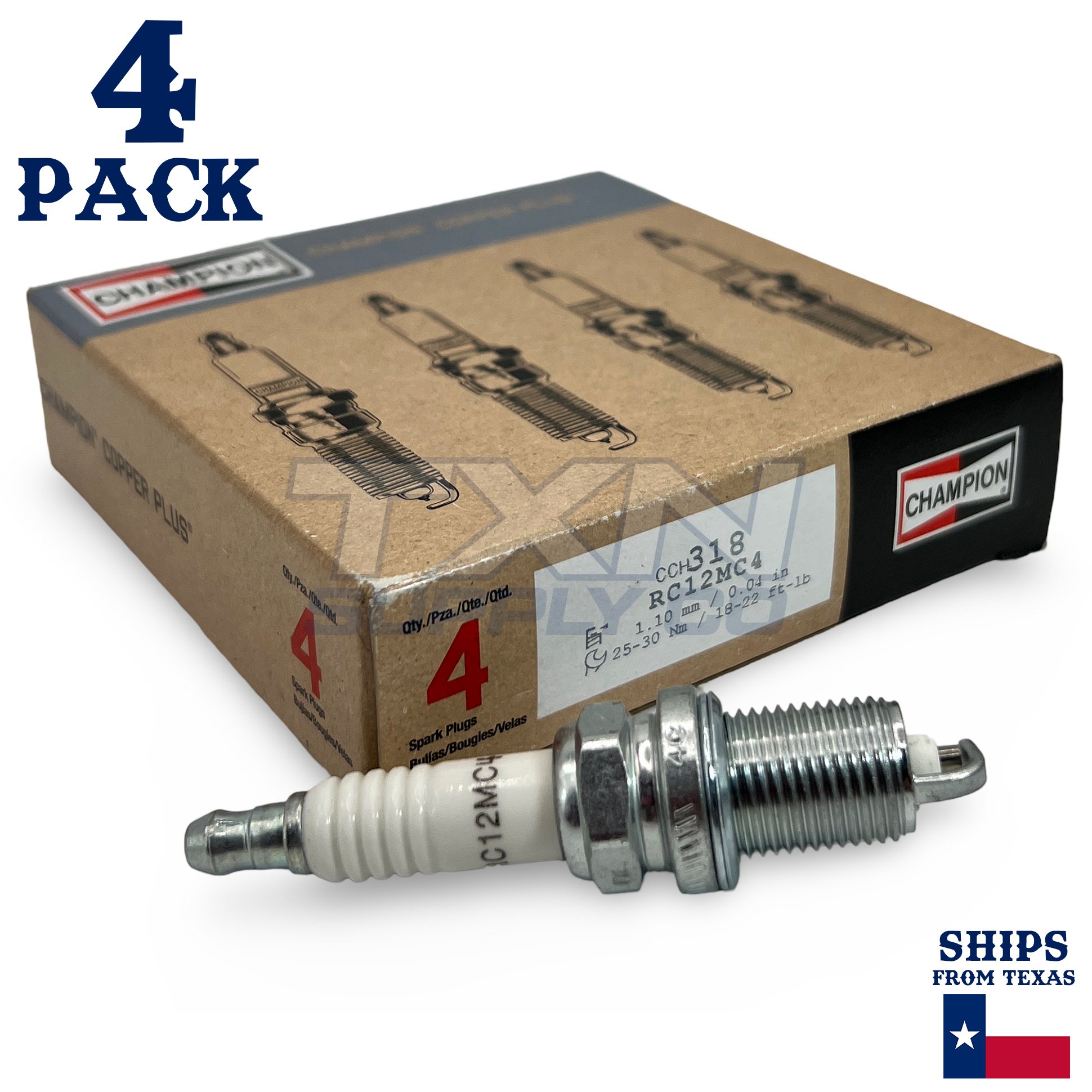 Champion 318 Copper Plus Spark Plugs ZFR5F11 - 4 Pack - Image 1