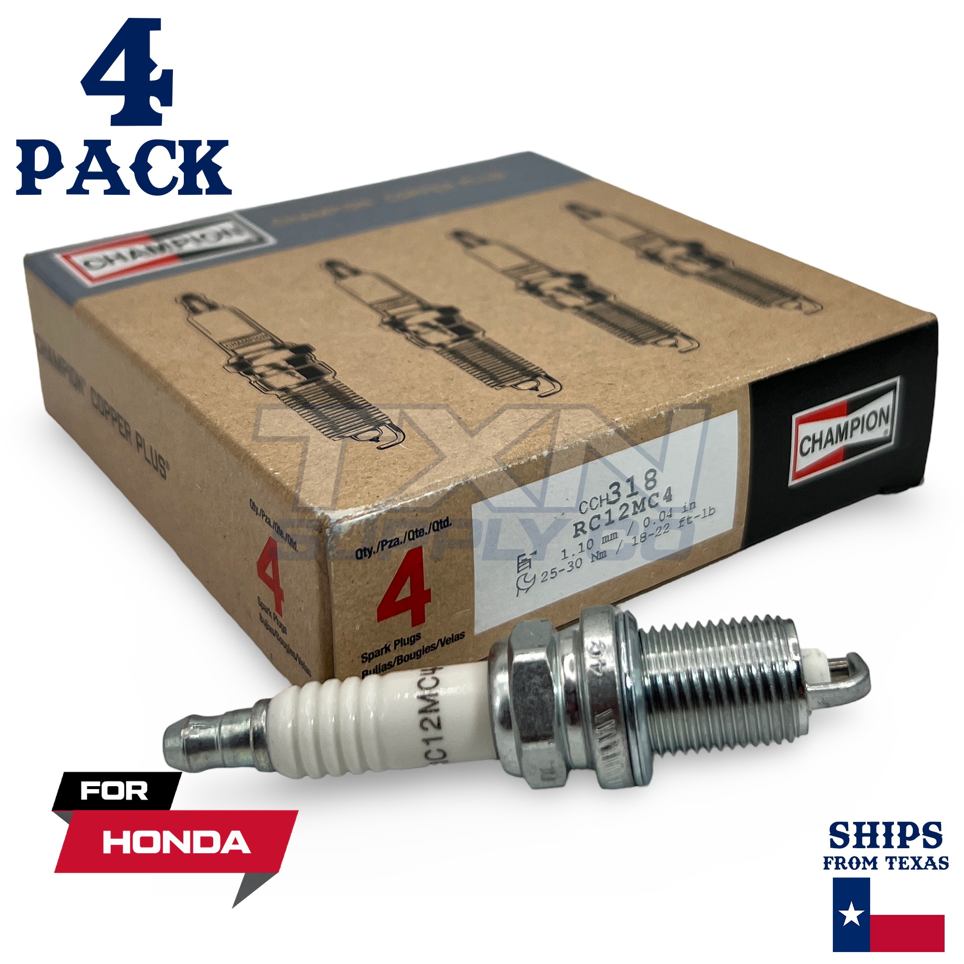 4 Pack Champion Copper Spark Plugs Set for 1995-1997 HONDA ODYSSEY L4-2.2L