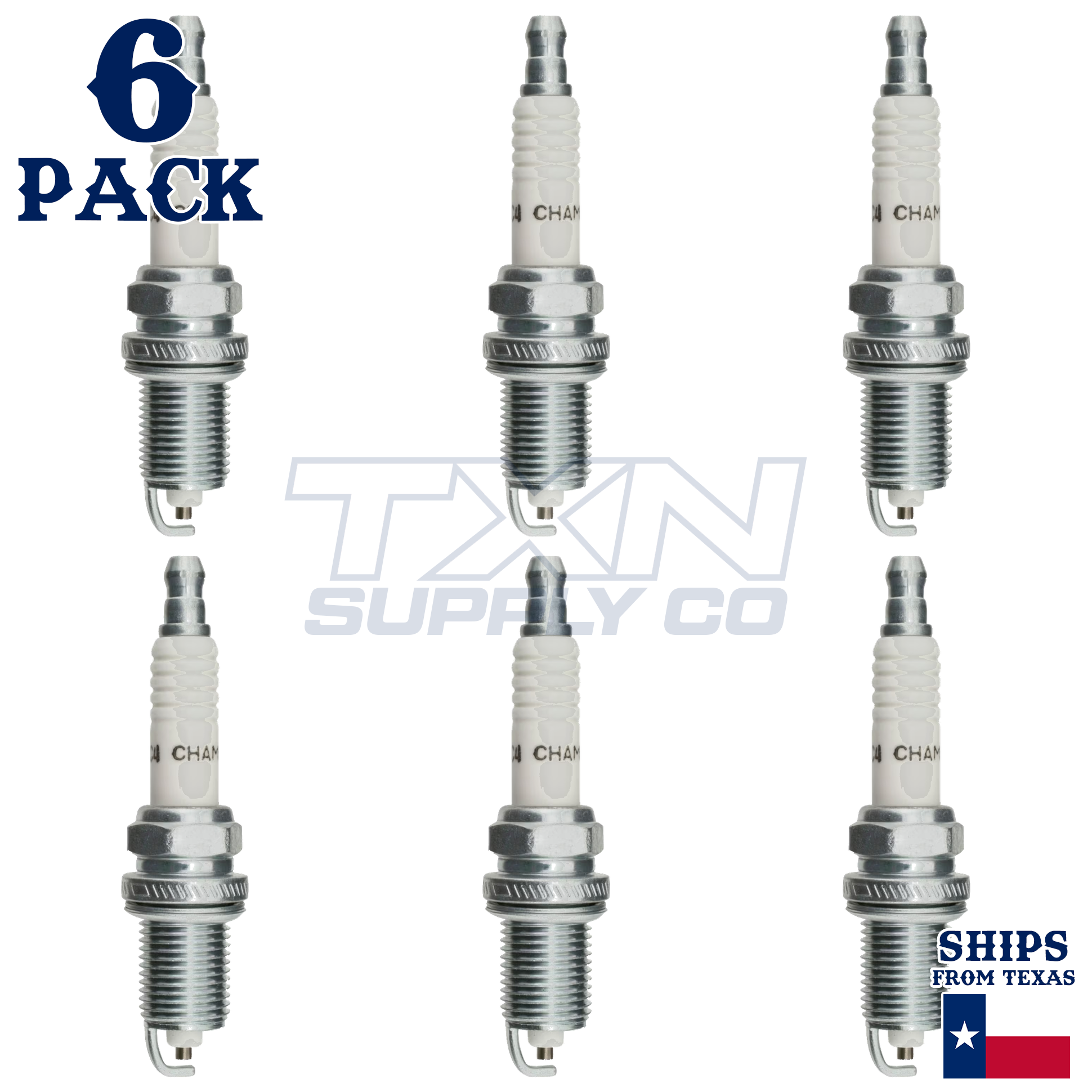 6 Pack Spark Plugs Champion Copper Set for 1995-1998 TOYOTA T100 V6-3.4L - Image 2
