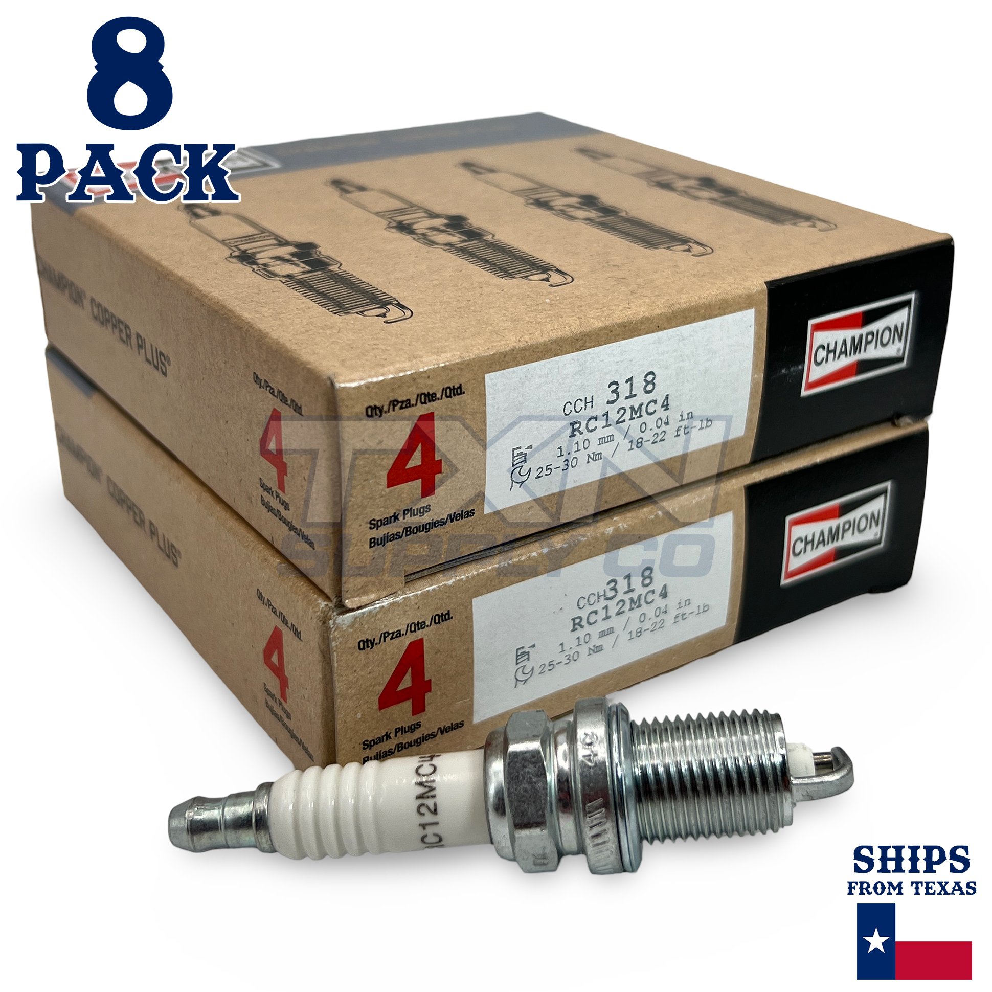 Champion 318 Copper Plus Spark Plugs ZFR5F11 - 8 Pack