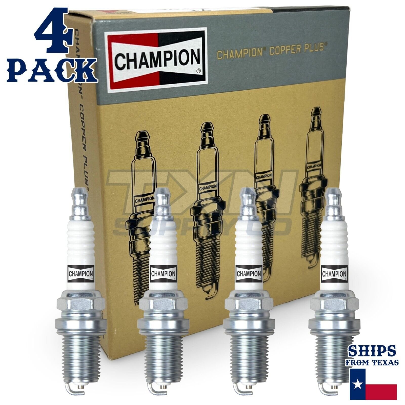 4 Pack Champion Copper Plus Spark Plugs for 2001-2006 Kia Optima 2.4L L4 - Image 1