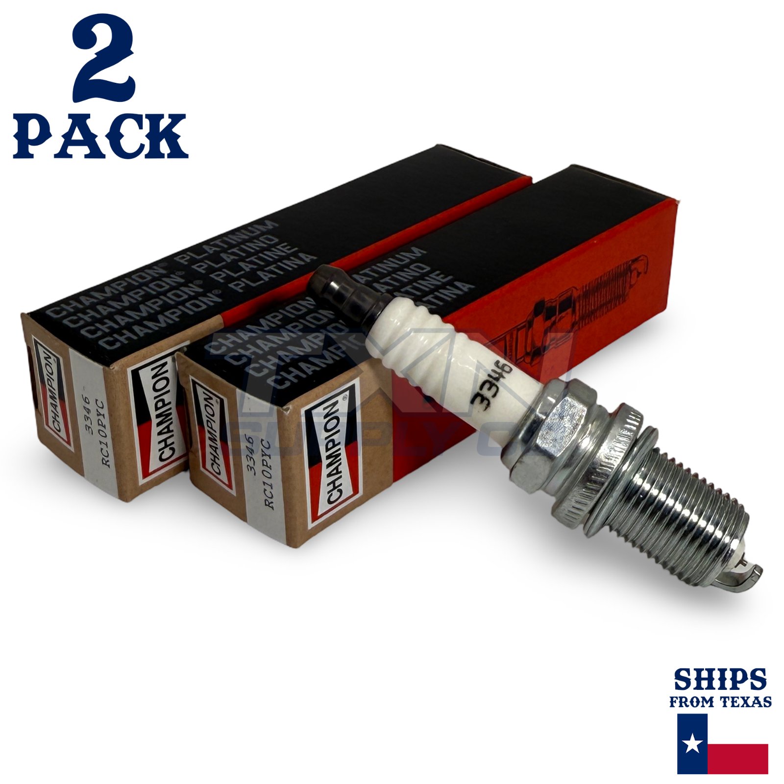 Champion 3346 Platinum Spark Plugs RC10PYC - 2 Pack - Image 1