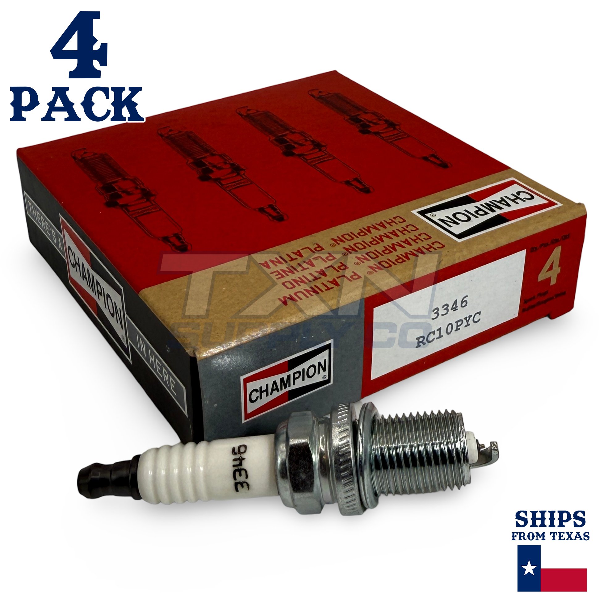 Champion 3346 Platinum Spark Plugs RC10PYC - 4 Pack