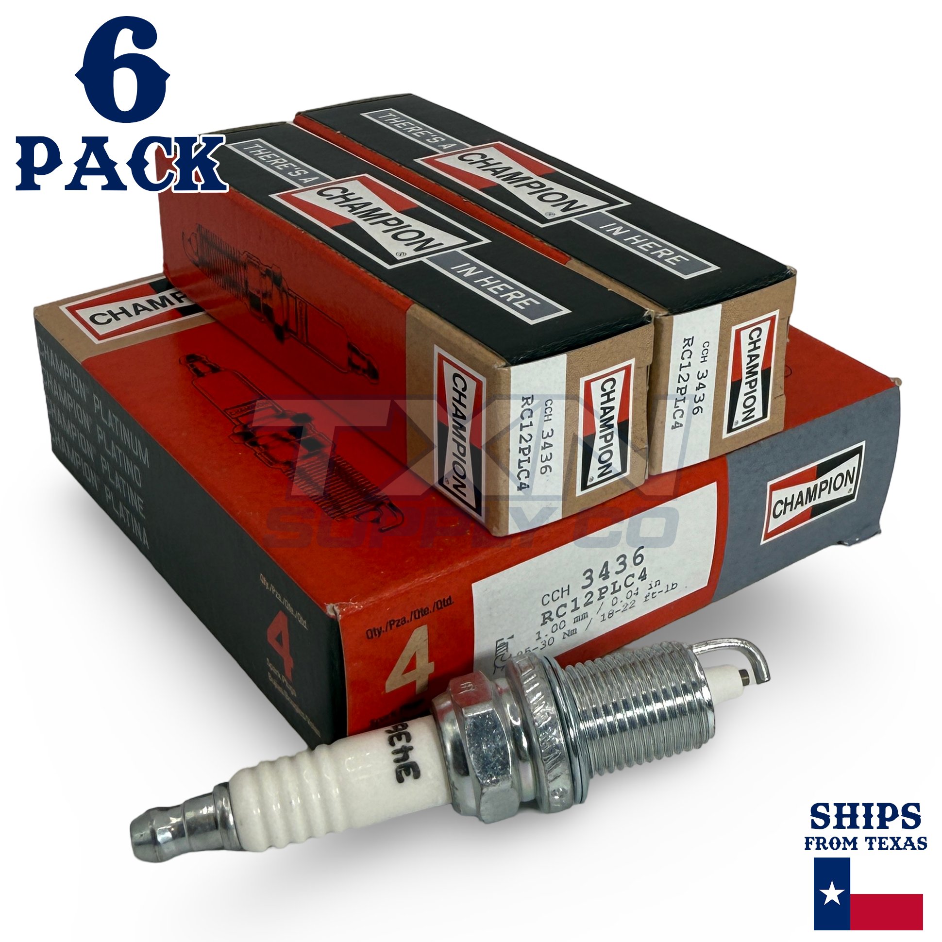Champion 3436 Platinum Spark Plugs RC12LC4 - 6 Pack