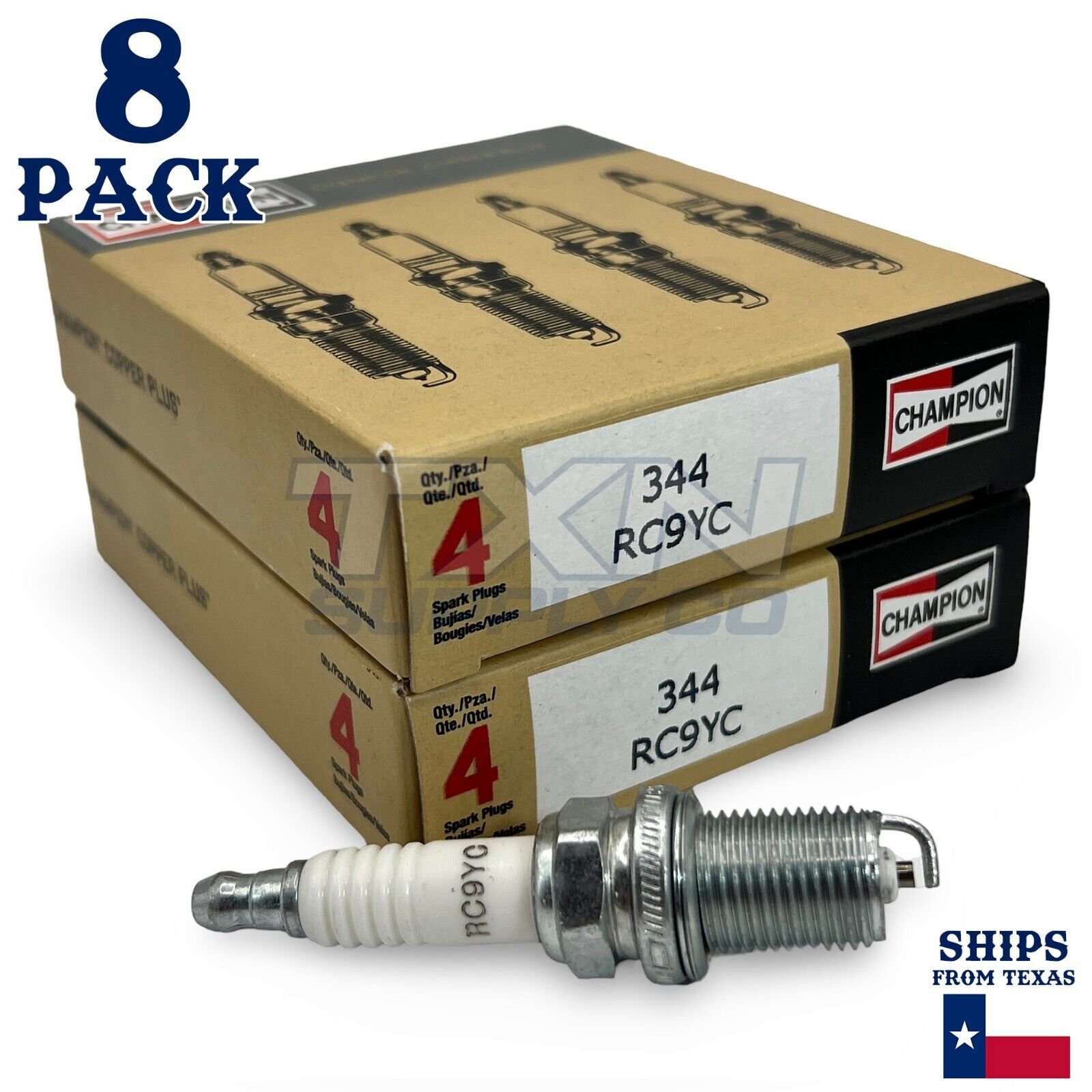 Champion 344 Spark Plug RC9YC - 8 Pack - Image 1