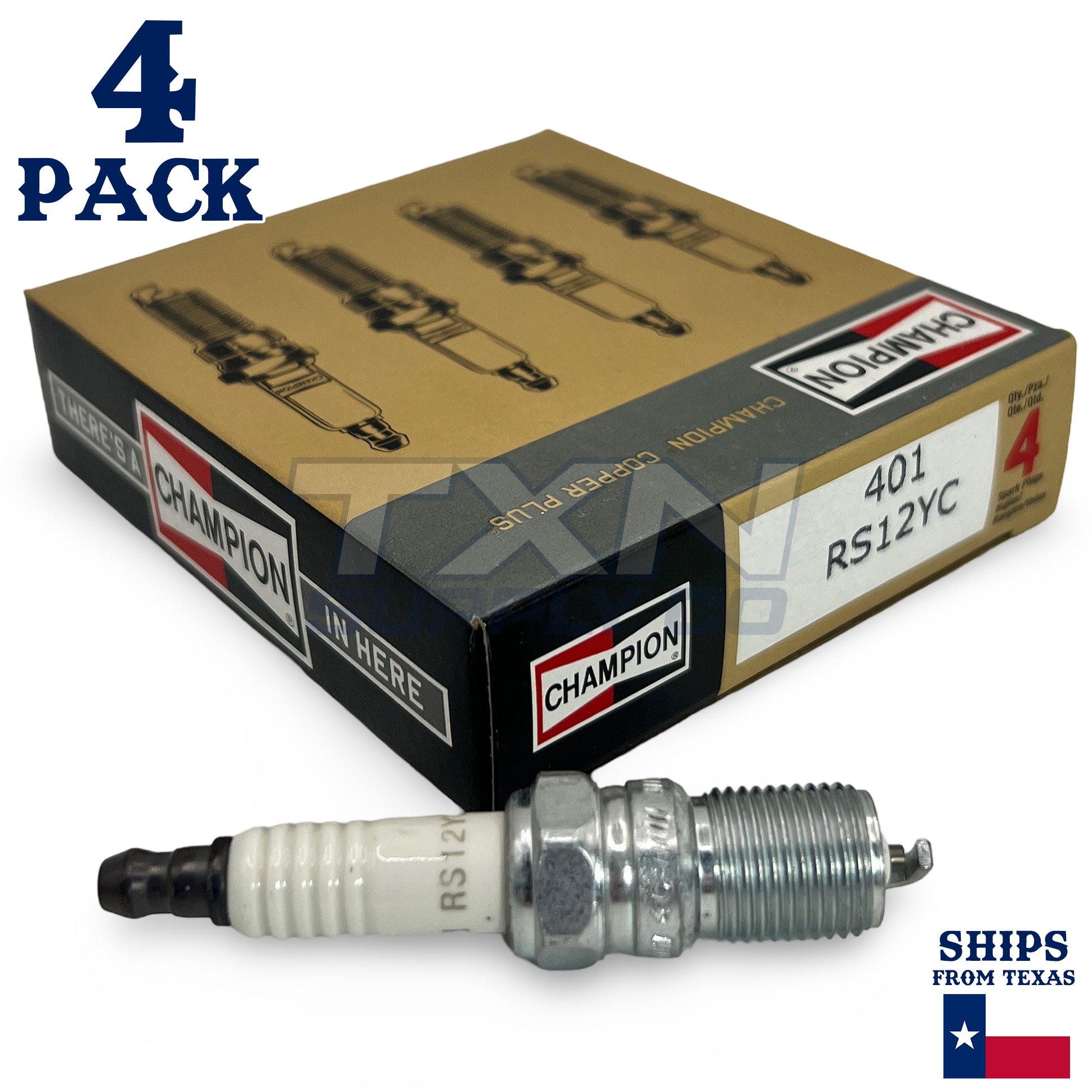 Champion 401 Copper Plus Spark Plug RS12YC - 4 Pack - Image 1