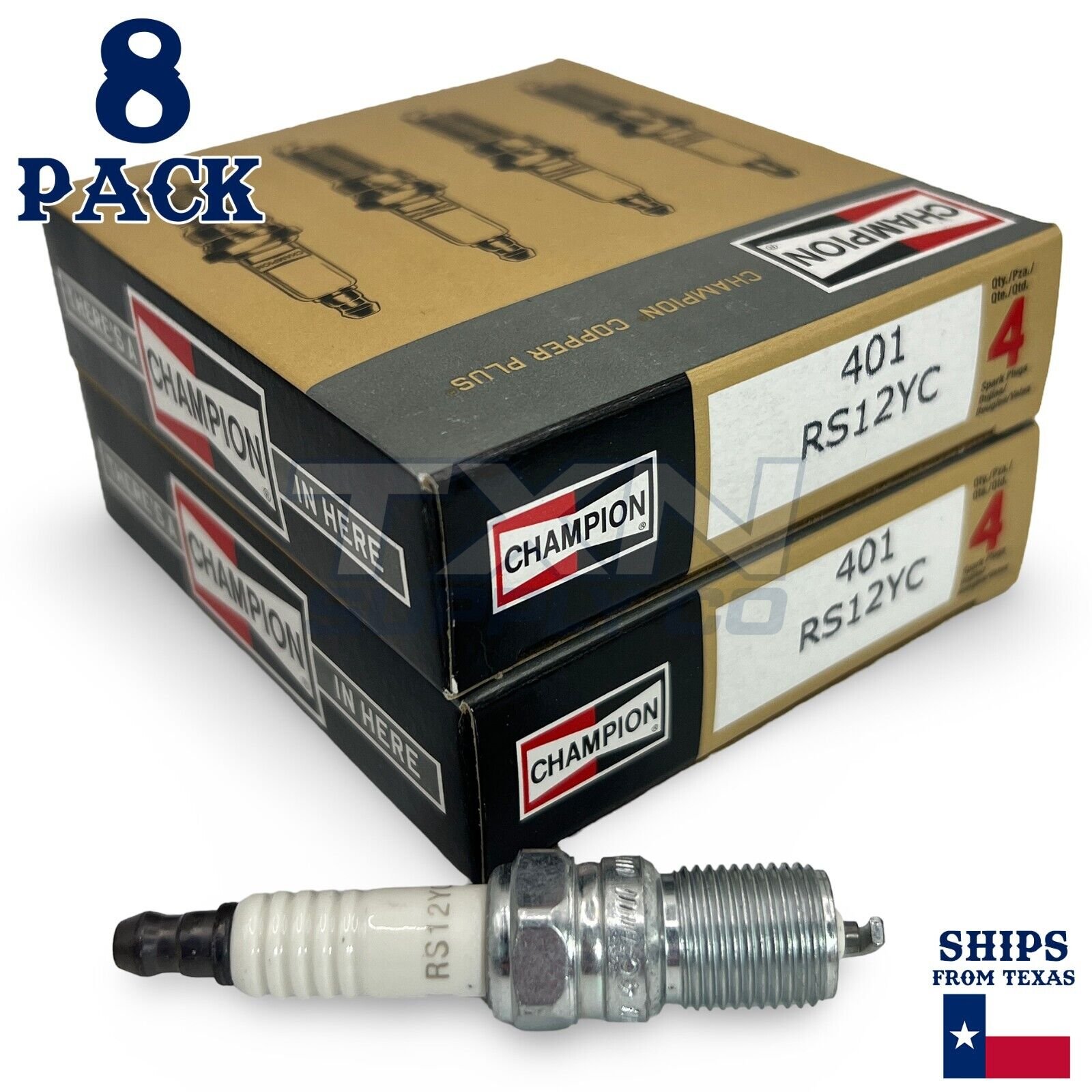 Champion 401 Copper Plus Spark Plug RS12YC - 8 Pack - Image 1