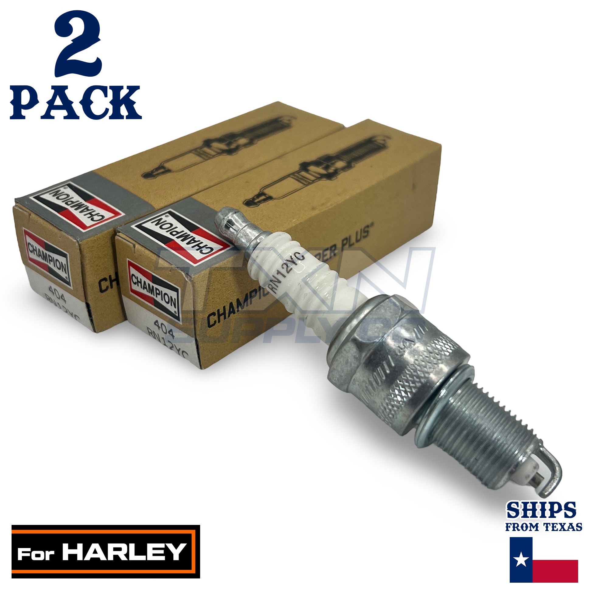 2 Pack Champion Spark Plug - For 1986-1999 FXSTC Softail Custom Harley-Davidson - Image 1