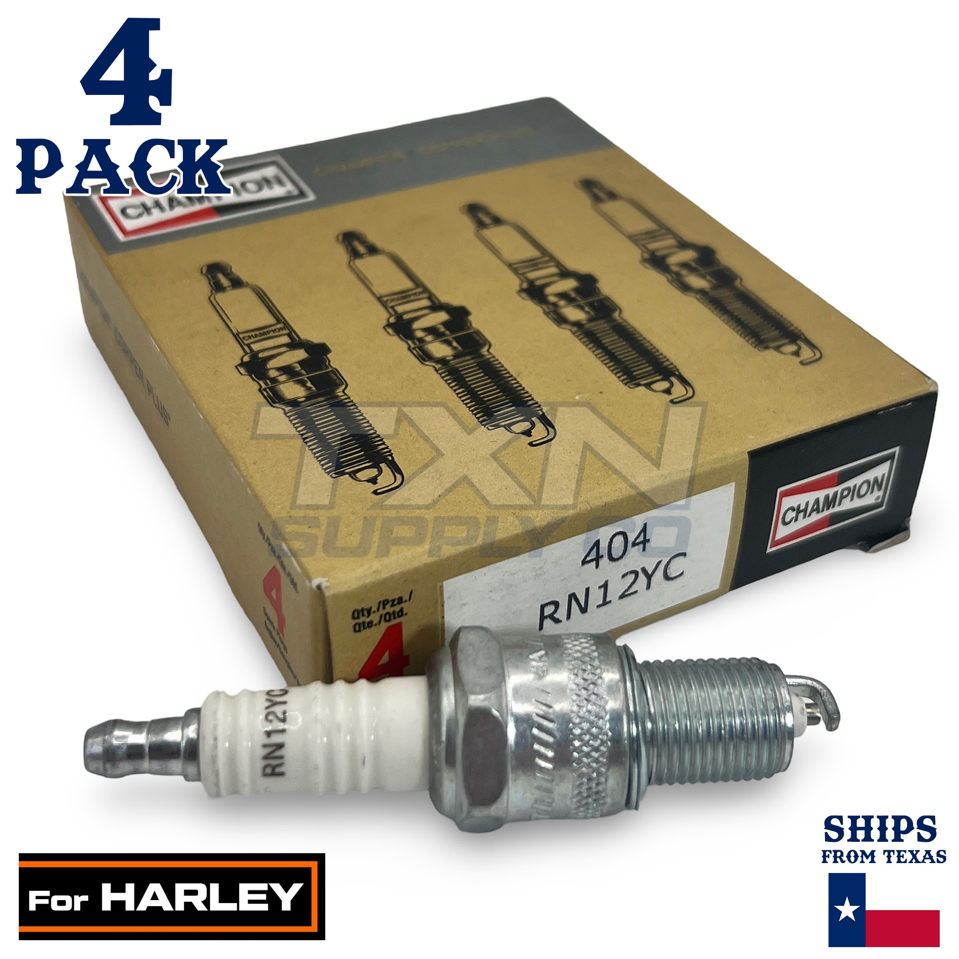 4 Pack Champion Spark Plug - For 1986-1999 FXSTC Softail Custom Harley-Davidson