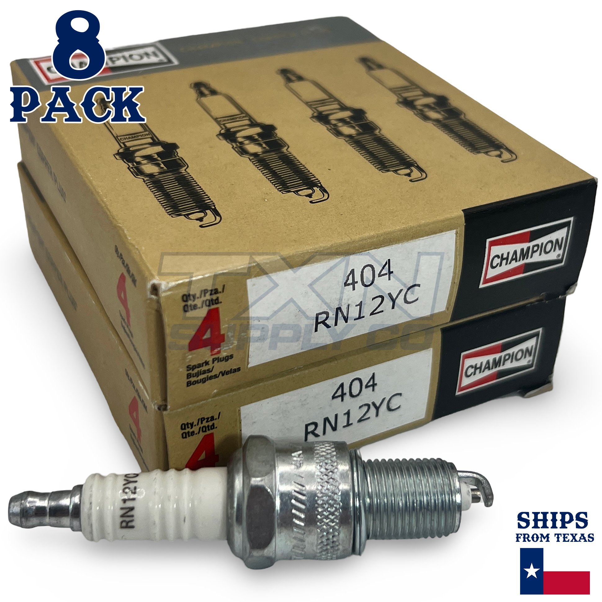 Champion 404 Copper Plus Spark Plug RN12YC - 8 Pack - Image 1