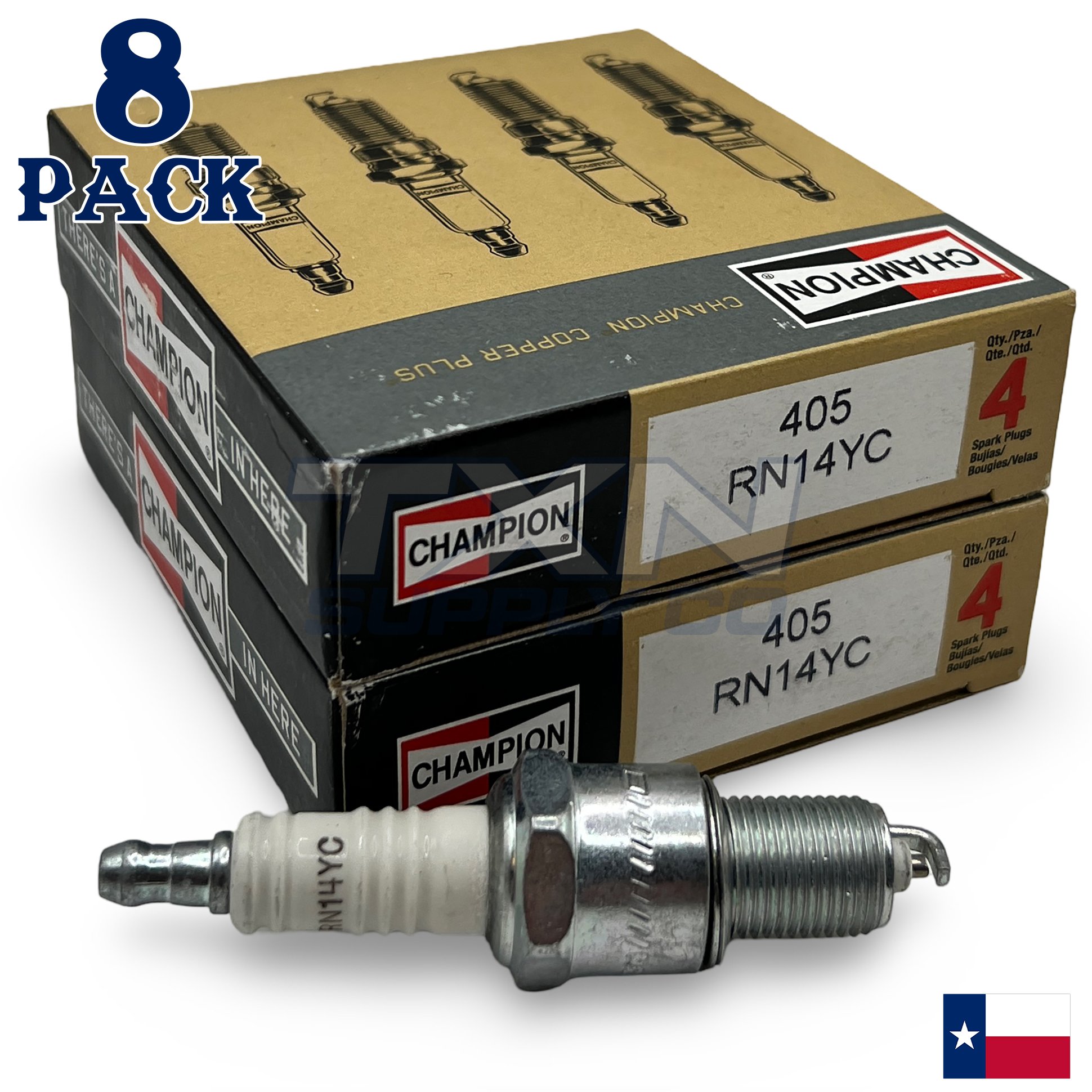 Champion 405 Copper Plus Spark Plug RN14YC - 8 Pack - Image 1