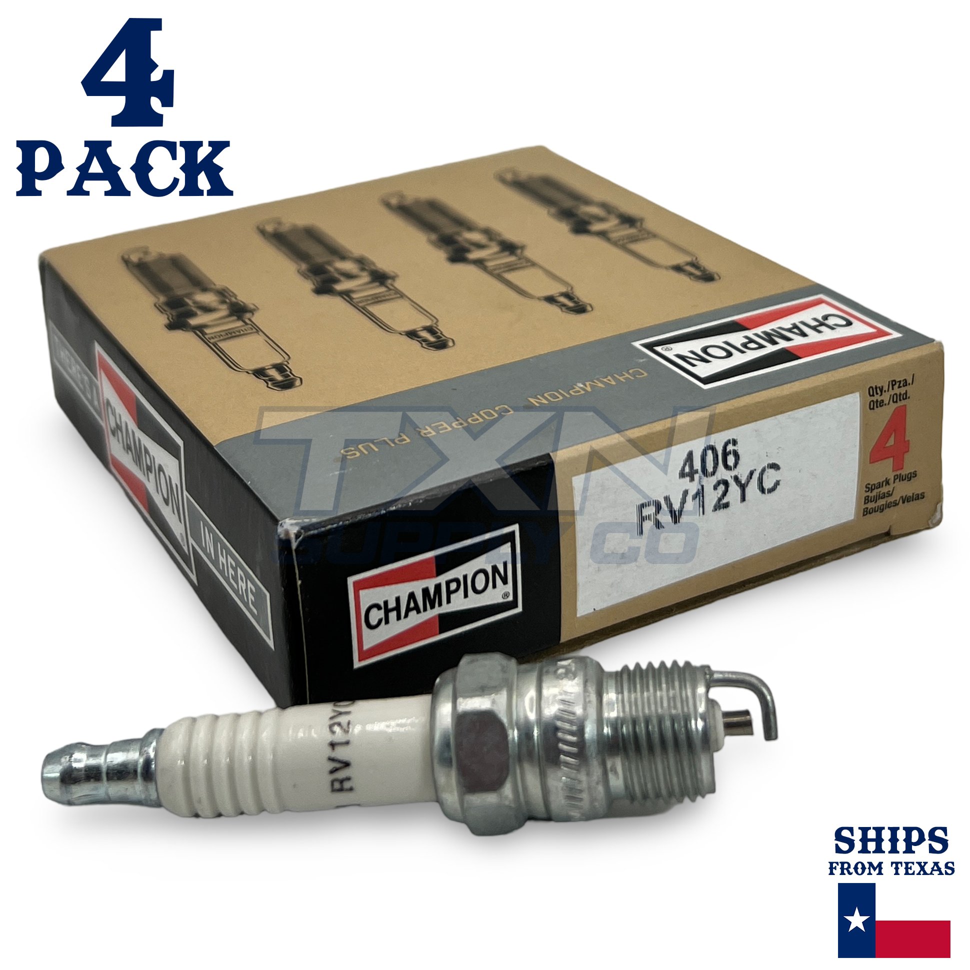 Champion Copper Plus 406 Spark Plug RV12YC - 4 Pack - Image 2