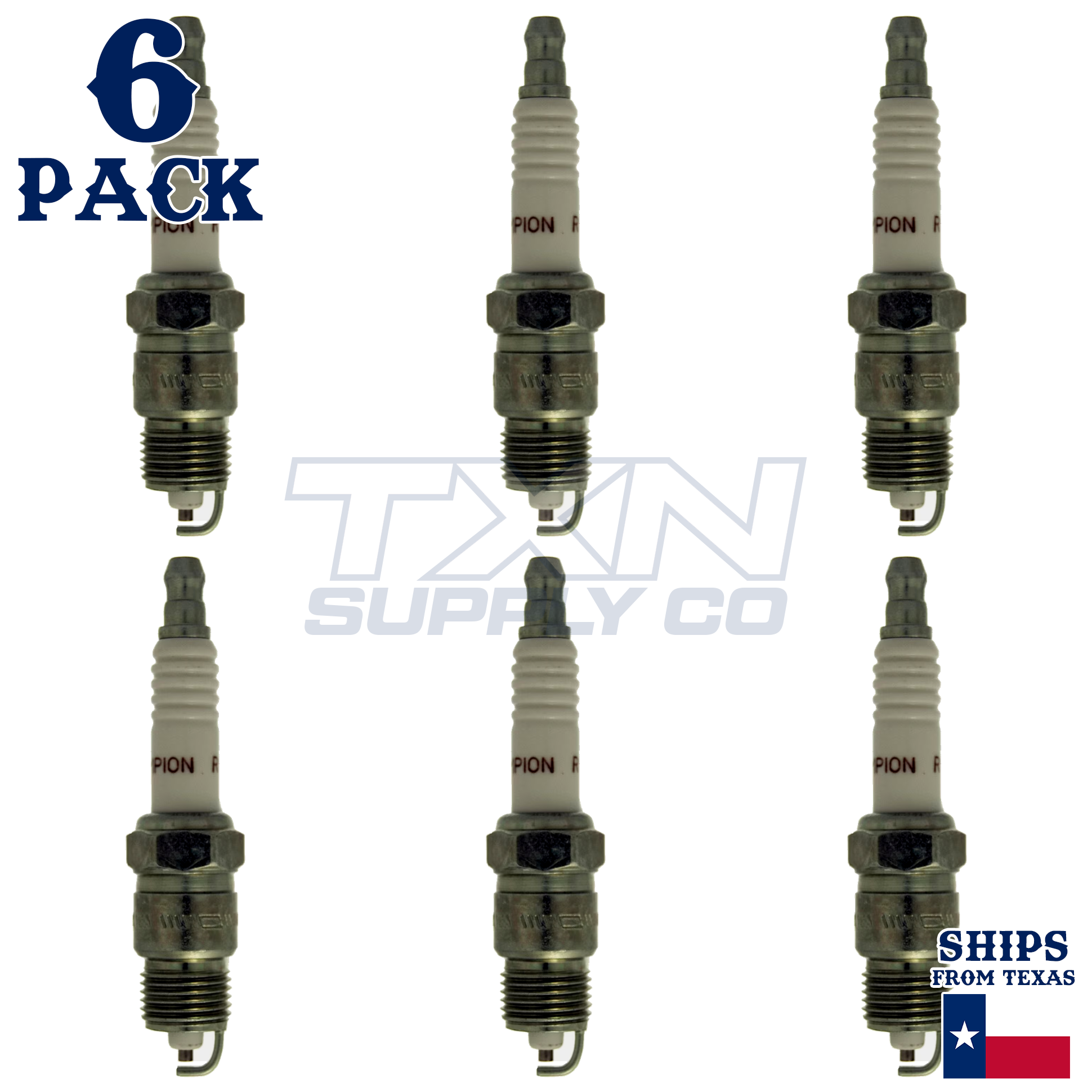 6 Pack Spark Plugs Champion Copper Set for GMC S15 1988-1990 V6-4.3L - Image 2