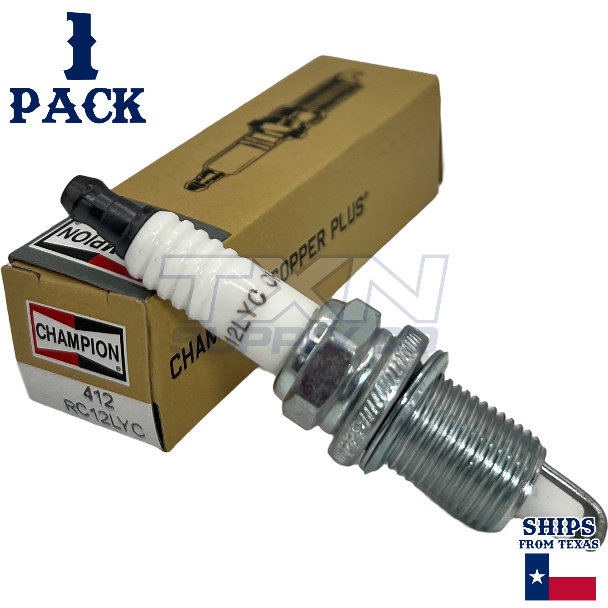 Champion 412 Copper Plus Spark Plug RC12LYC - 1 Pack - Image 1