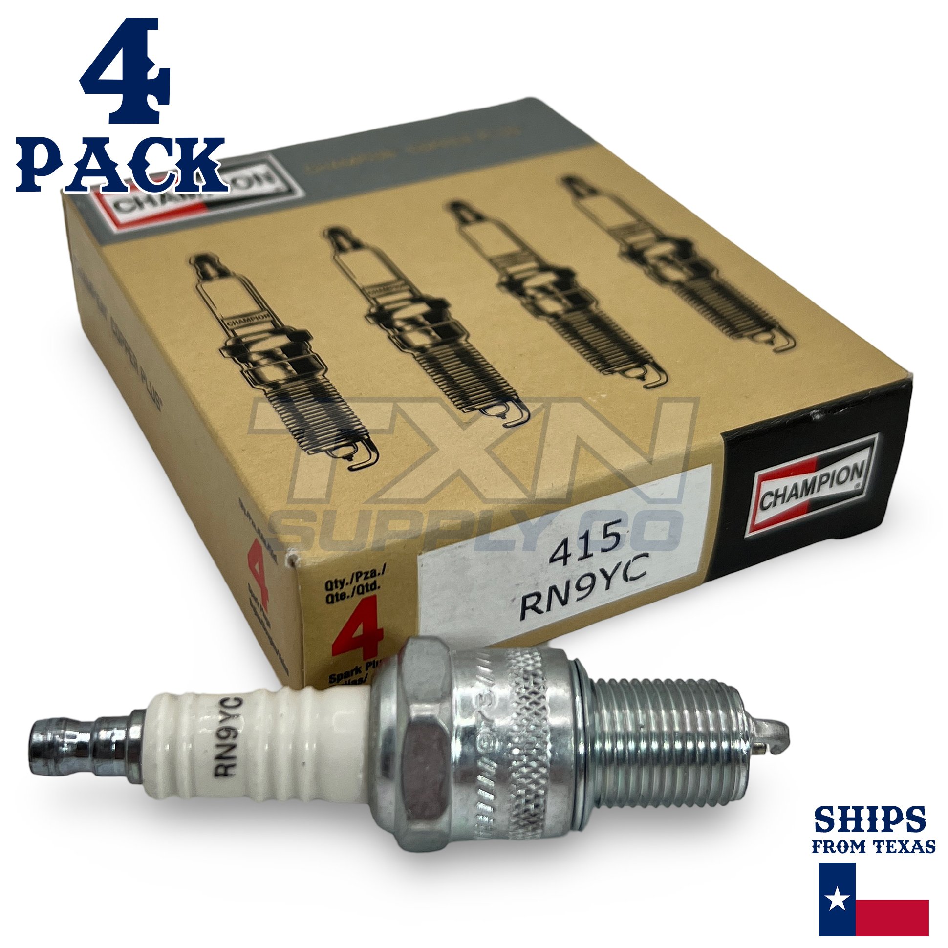 Champion 415 Copper Plus Spark Plug RN9YC - 4 Pack - Image 1